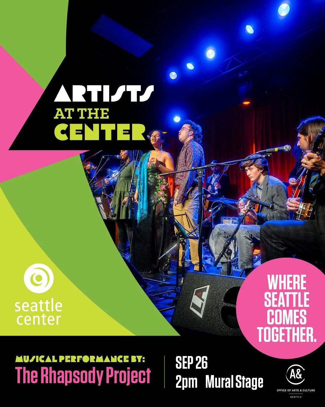 Pop by Seattle Center this weekend when Artists at the Center presents: The Rhapsody Project House Band⁠
September 26, 2026  2pm  Mural Amphitheatre.  Free⁠

Celebrate with an afternoon of blues, soul, folk, and heritage music with The Rhapsody Proje