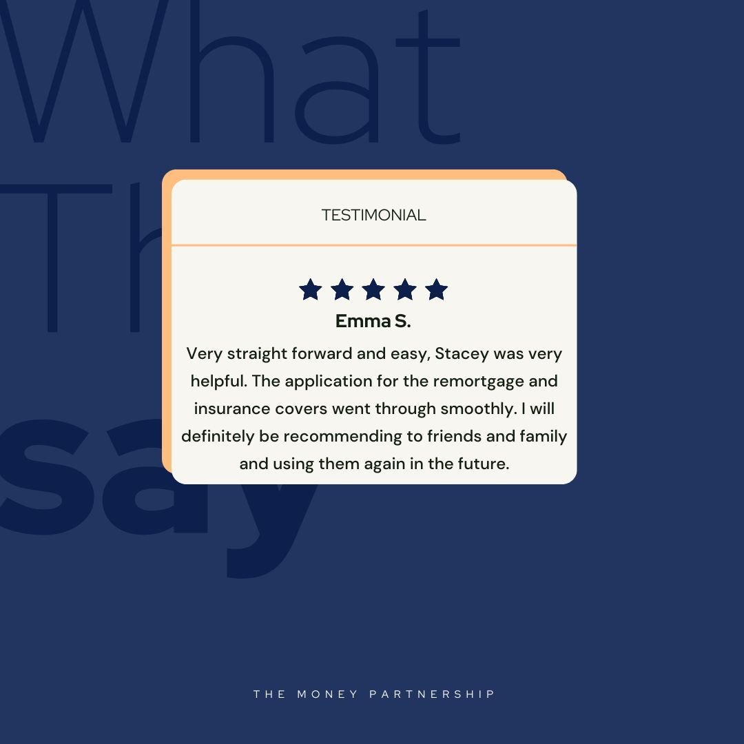 ⭐ Testimonial Tuesday ⭐

Another fantastic review for one of our remortgage and protection clients. Thanks, Emma! We'll always be on hand to help.

If you'd like advice on mortgages, remortgaging or protection, get in touch with us today for a free d