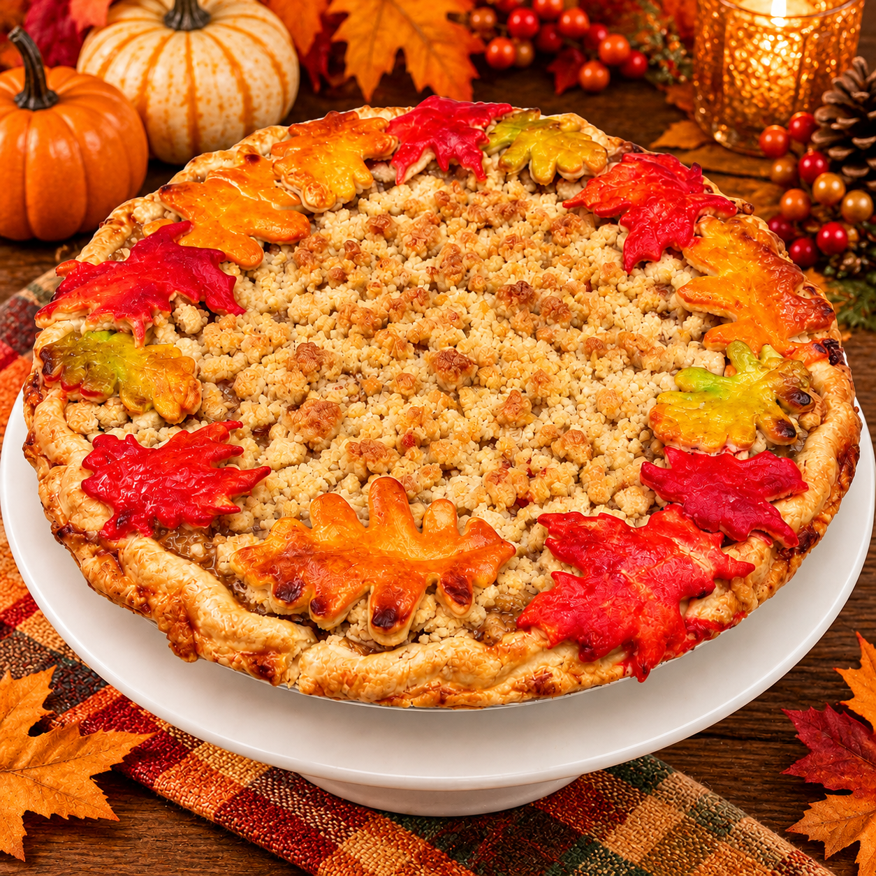 Apple Crumble Pie — 9-Inch
Celebrate Thanksgiving with our apple crumble pie, featuring a delicious apple filling and a golden crumb topping. This comforting holiday dessert is perfect for sharing after Thanksgiving dinner.
