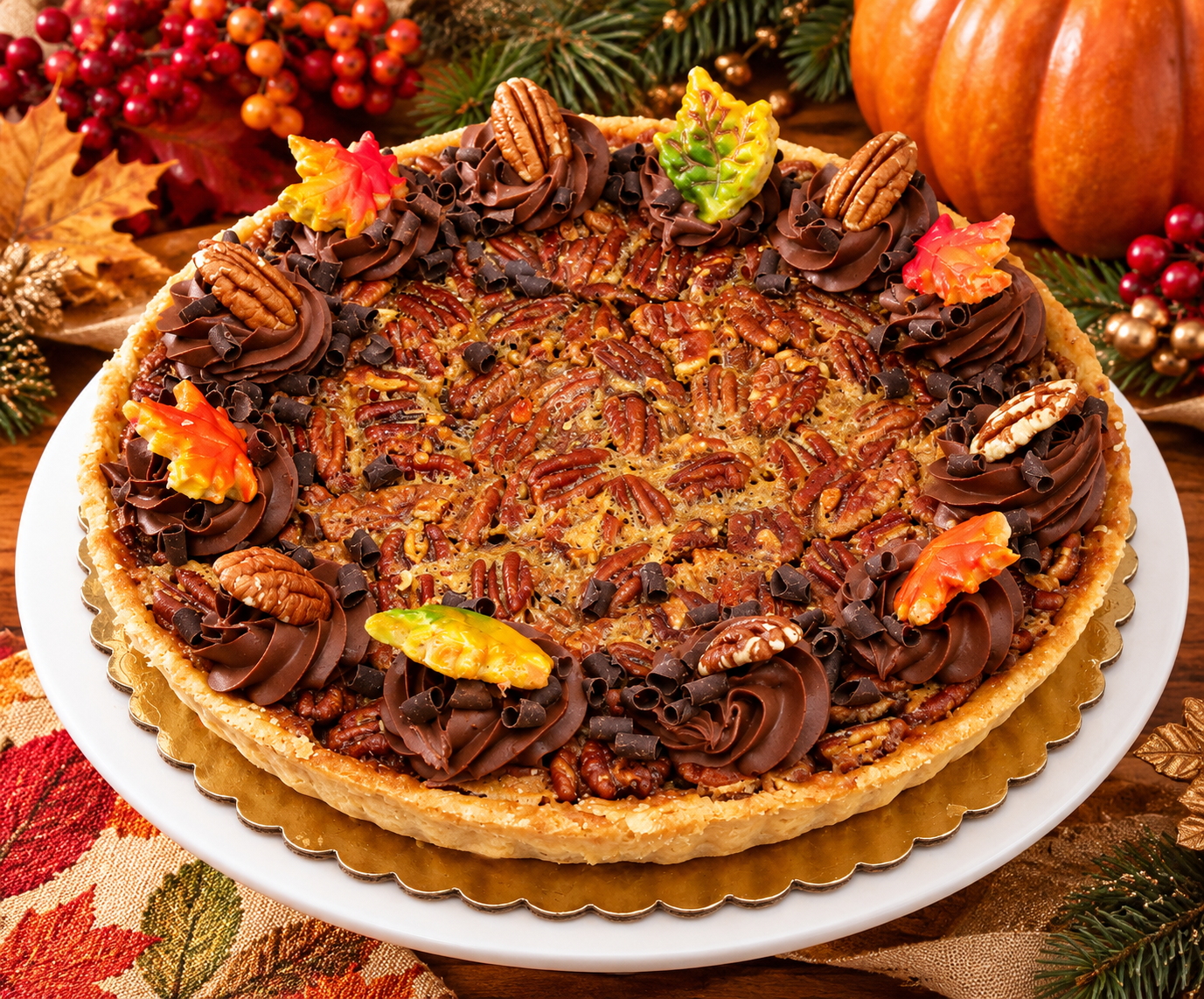 Pecan Tart
Enjoy a classic pecan tart featuring a rich pecan filling in a buttery pastry crust. This traditional Thanksgiving dessert is perfect for sharing with family and friends and makes a delicious addition to your holiday dessert table.
