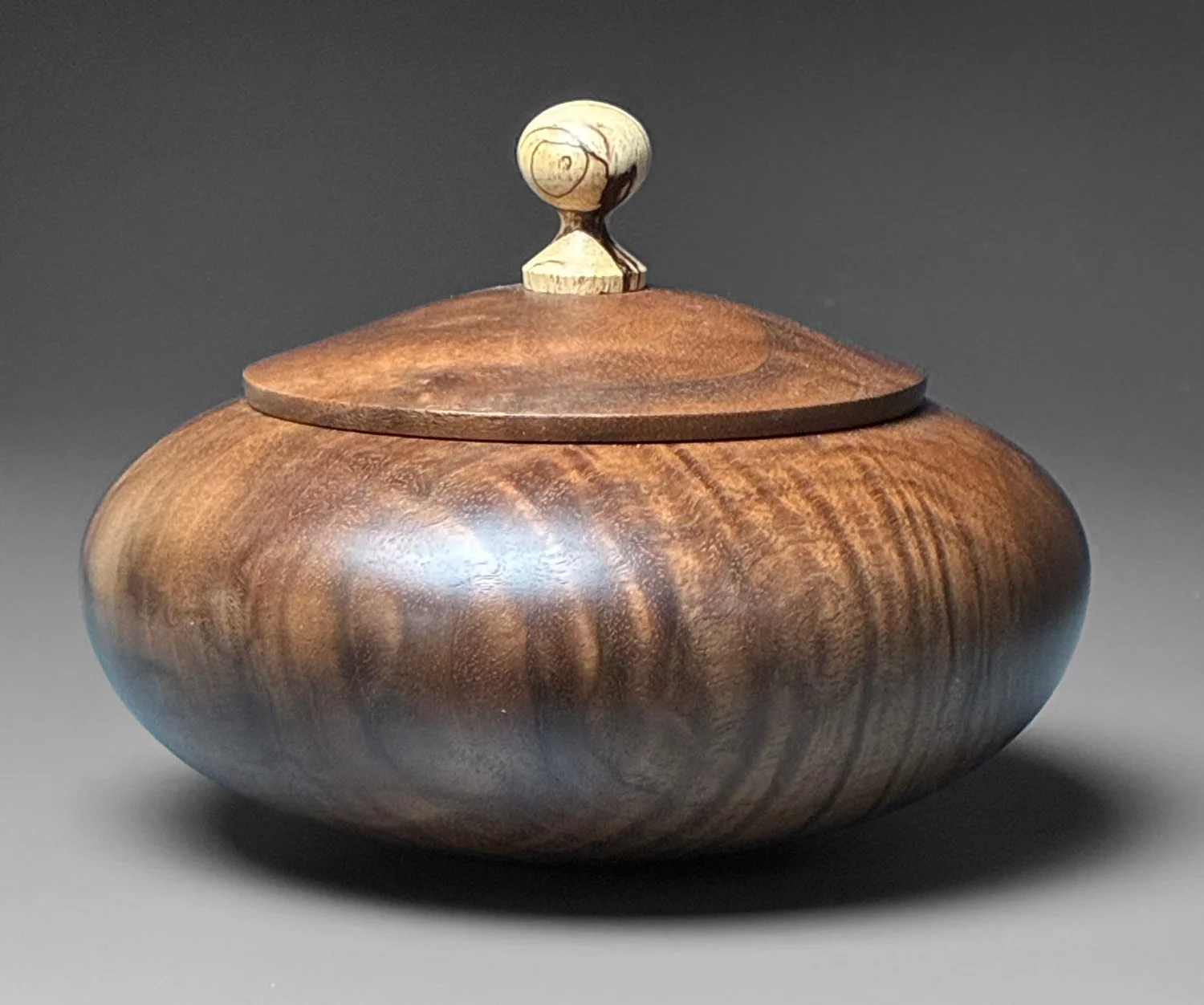 Claro walnut, Spalted Tamarind: 5.25" dia x 3.75" tall