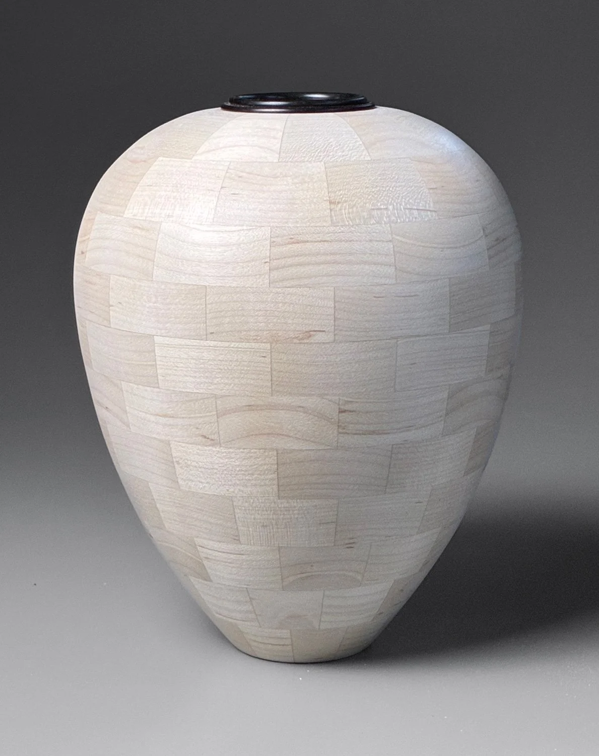 Hard Maple, African Blackwood: 6.25" dia x 8.5" tall