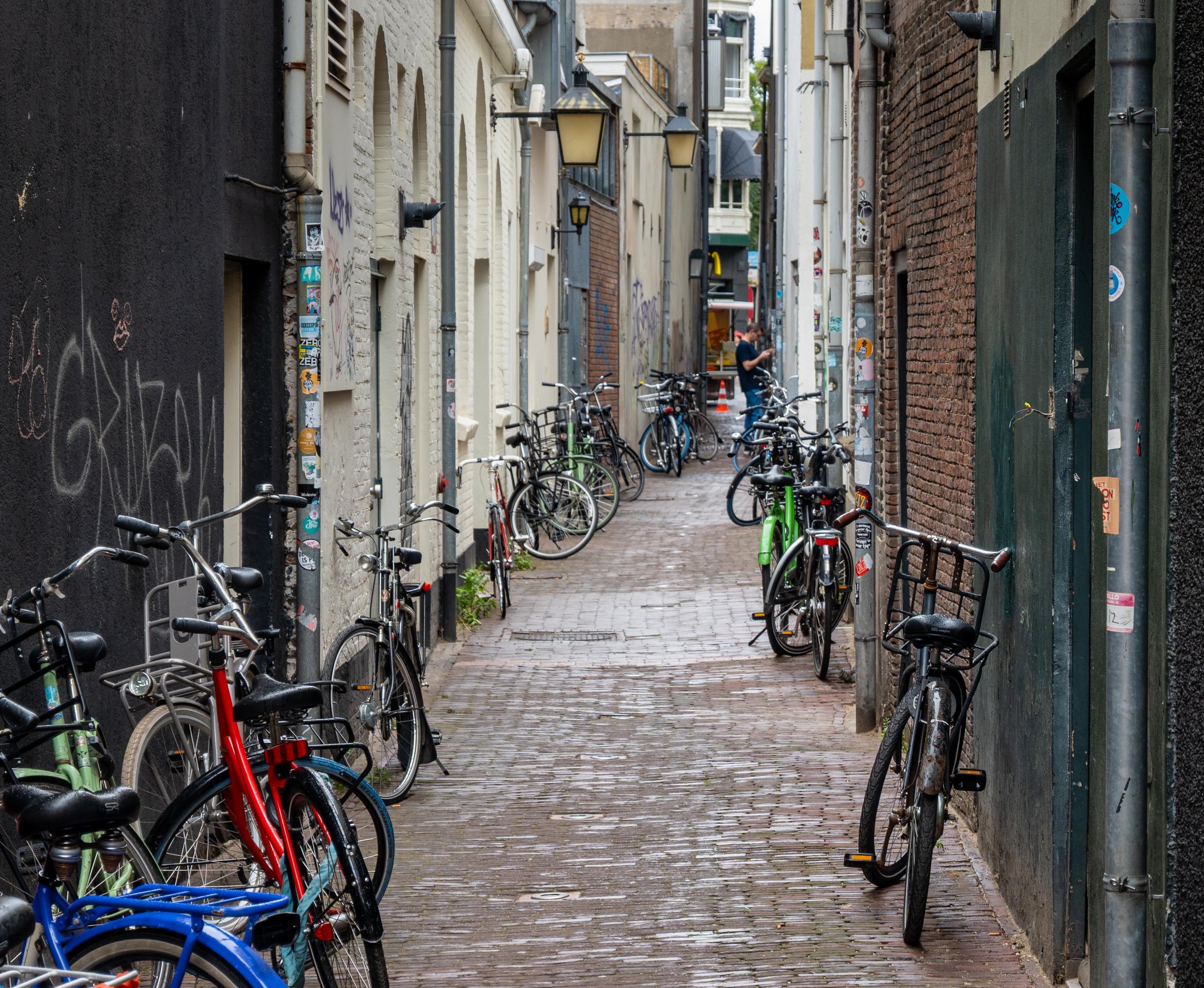Alley with bikes, Netherlands