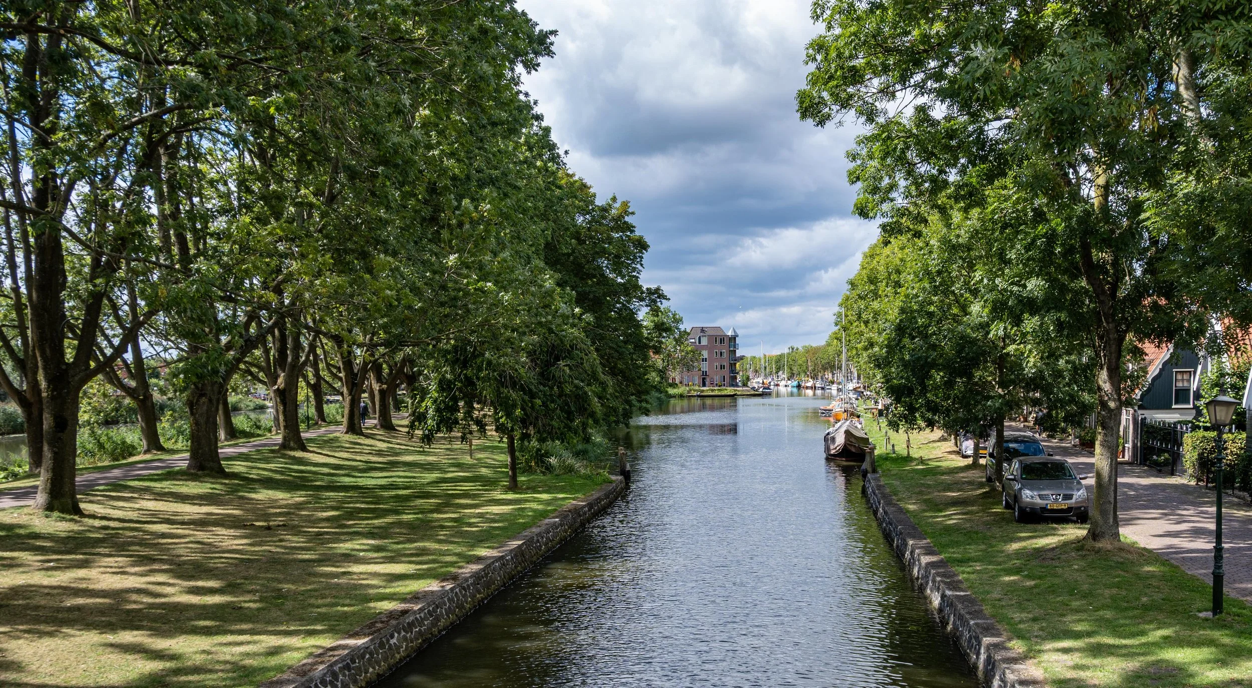 Bike path, canal, street, Netherlands