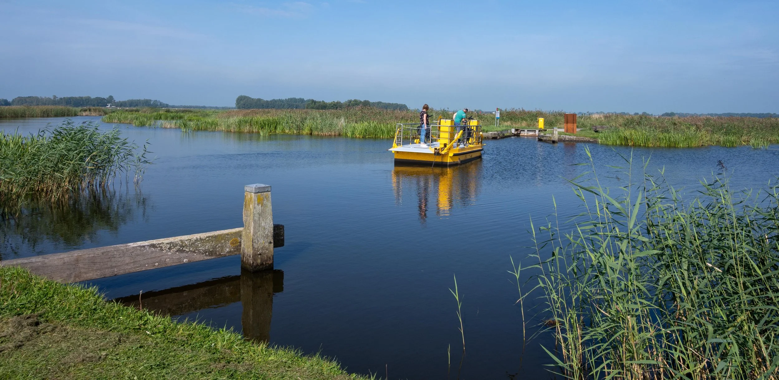 Hand cranked bicycle ferry, Netherlands