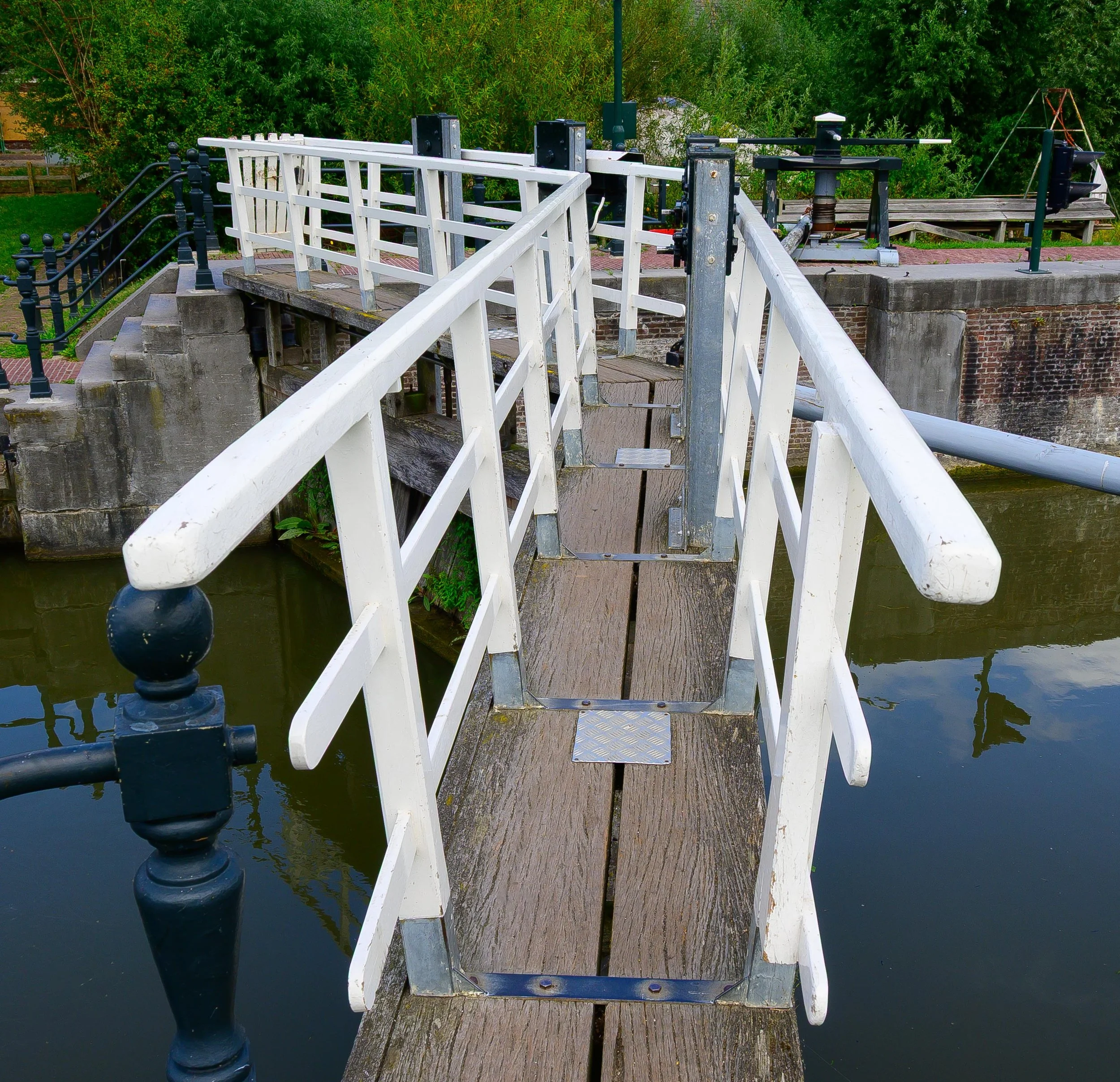 Canal lock gate bridge, Netherlands