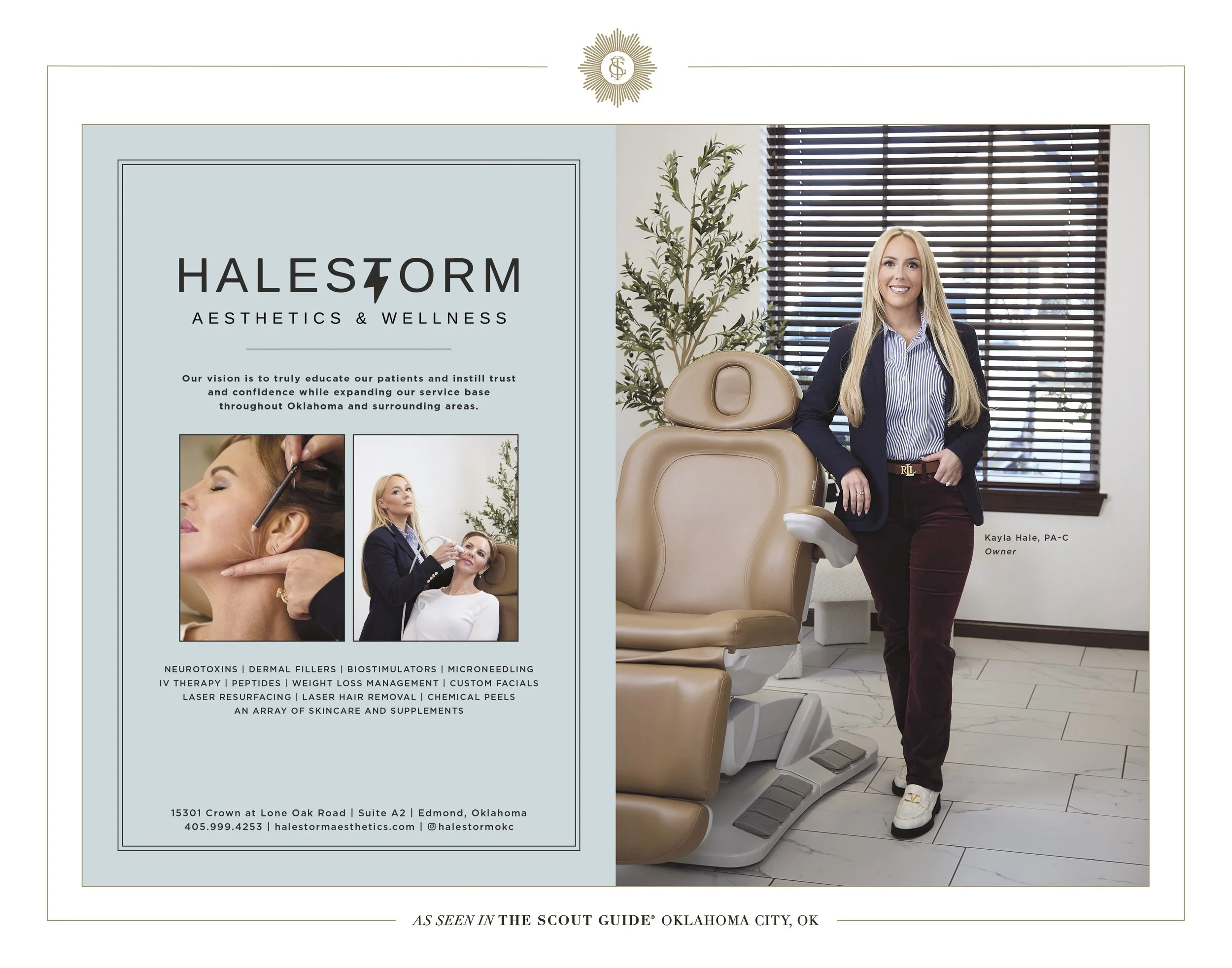 Clean, professional medical spa treatment room with neutral tones at HaleStorm Aesthetics and Wellness in Edmond