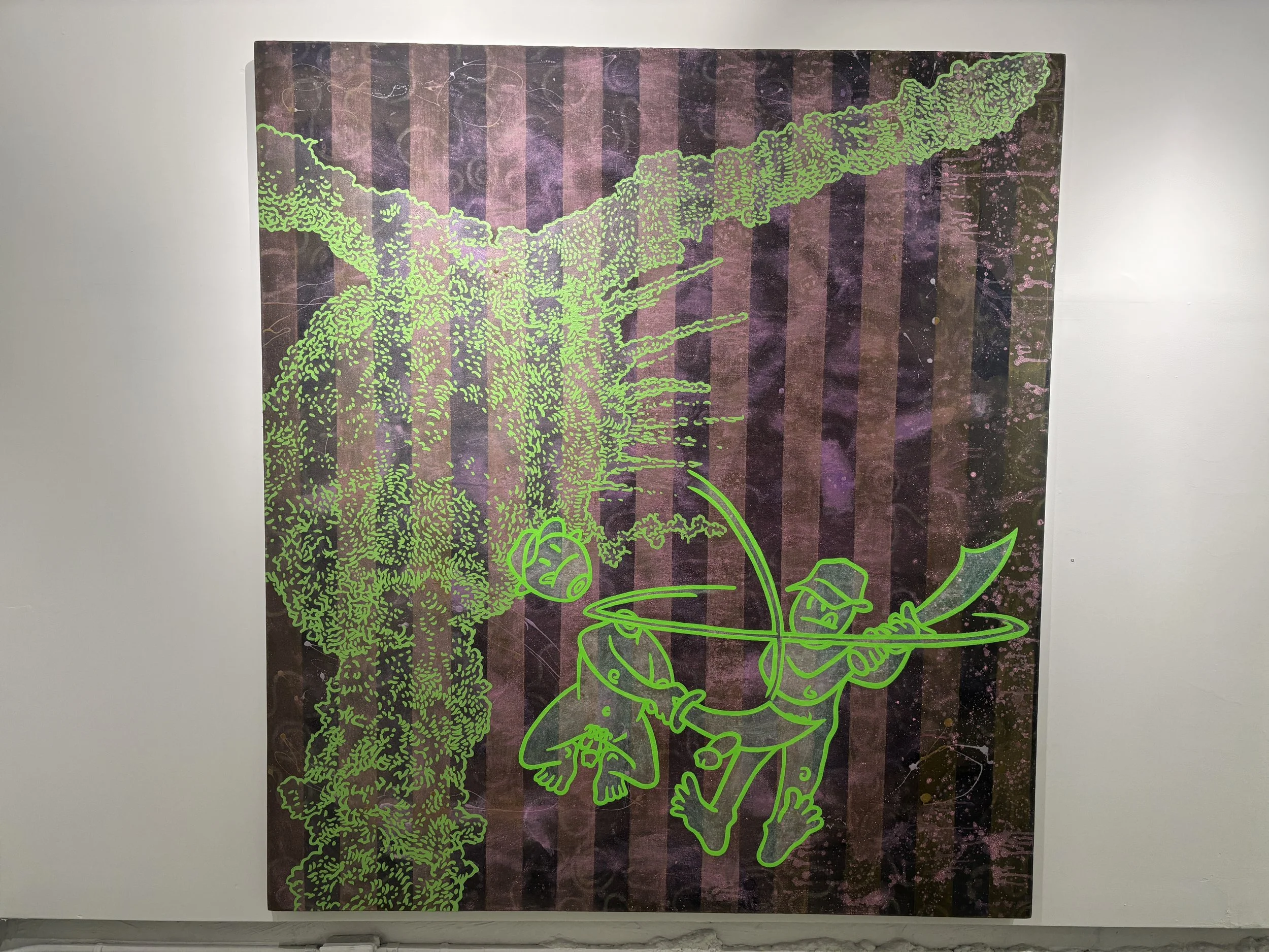 12. "Kawasaki"
latex, One Shot, polyacrylic, charcoal, metallic pearl and matte medium on
stretched military tent canvas,
$4950.00