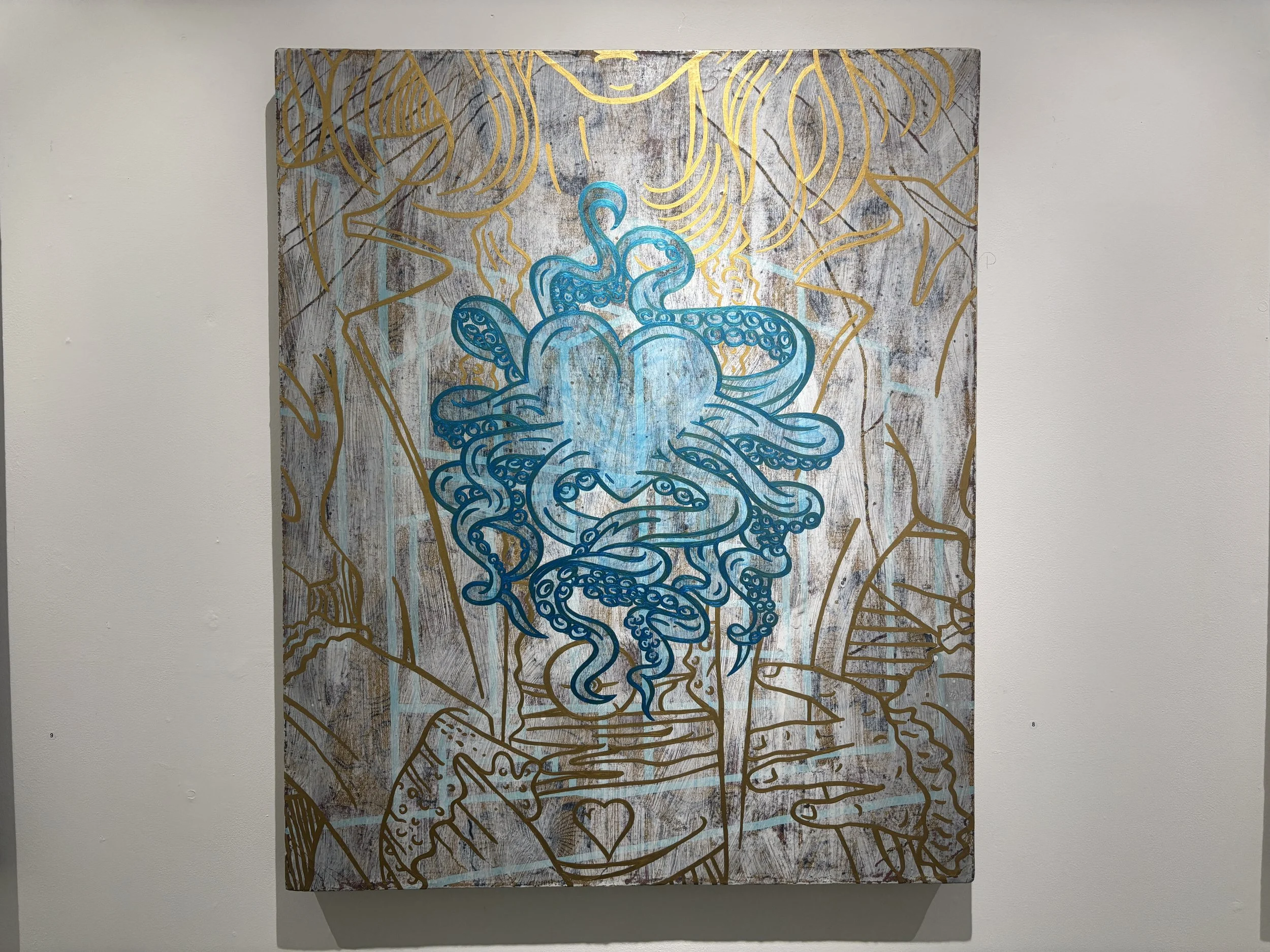 8. "If only you'd believe in miracles, so would I: the King Tut color scheme"
latex, One Shot, polyacrylic, and metallic pearl on stretched fabric
$3950.00