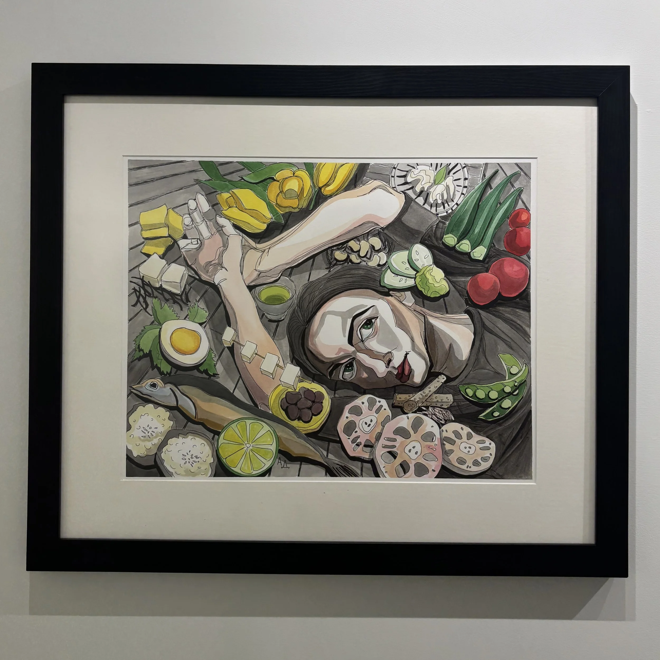 "Lotus Root with Yellow Tulips" by Anna Domovidova $2500