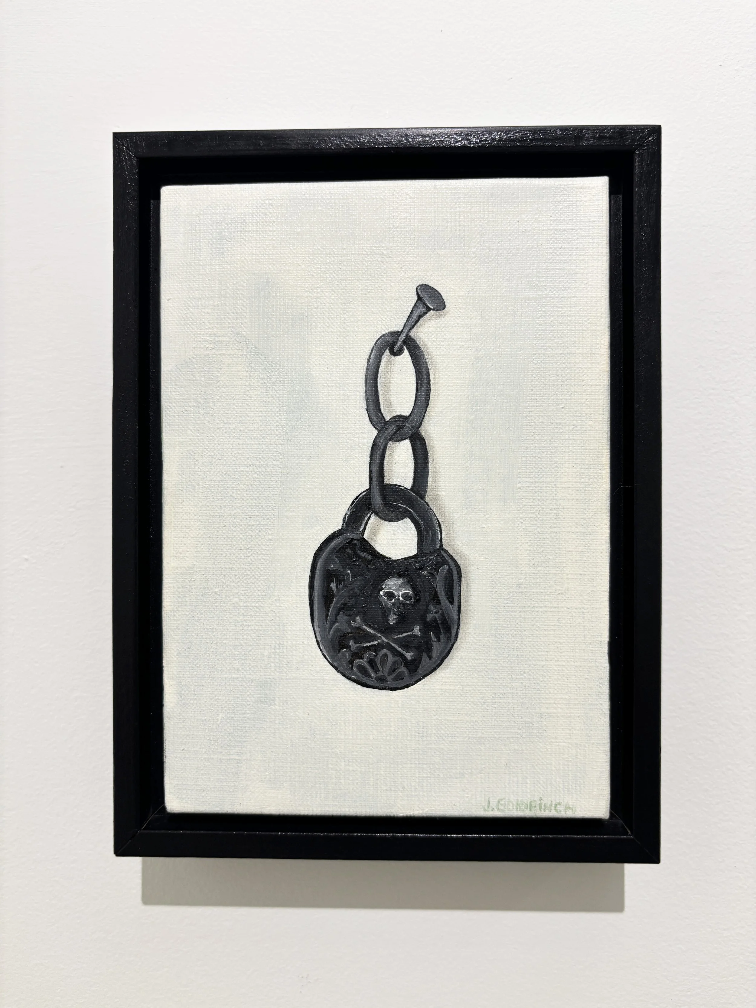 "Hanging Jesus Lock"
oil on linen
4" X 7"
$450.
