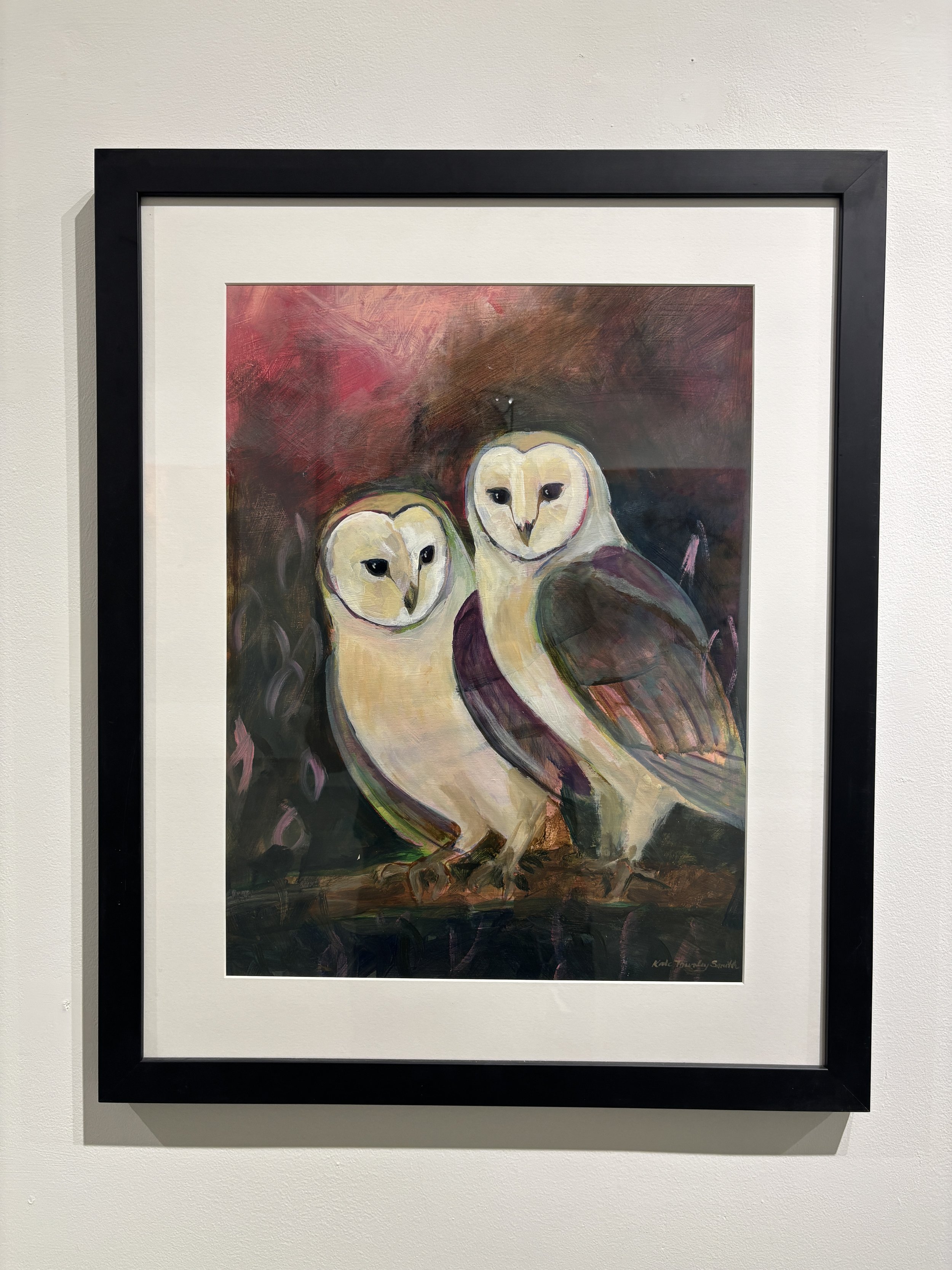 "Two Pink Owls" $600 sold
21x26