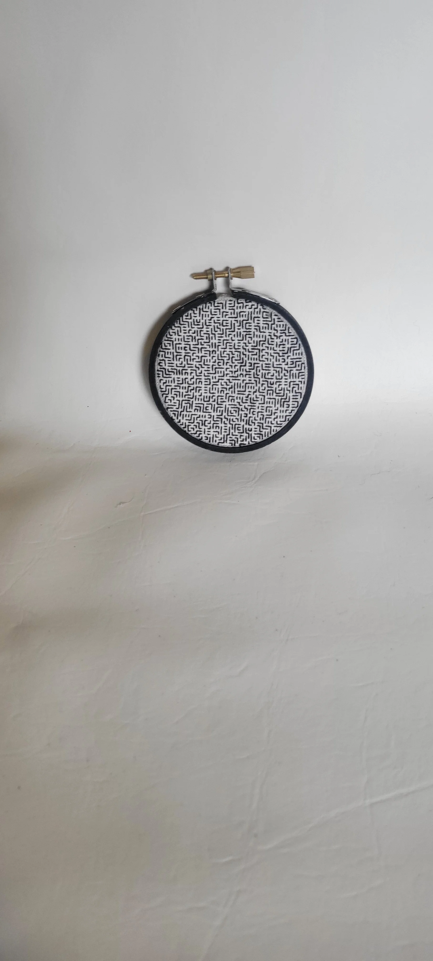 Geometric Maze Embroidery Hoop Art