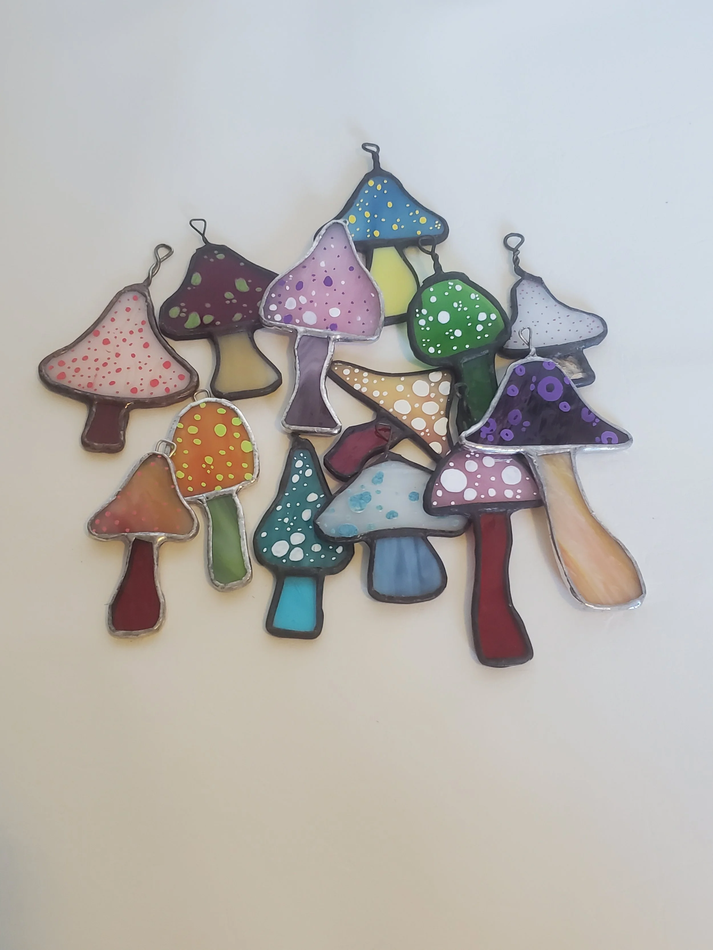 Vibrant Mushroom - Stained Glass  Ornaments