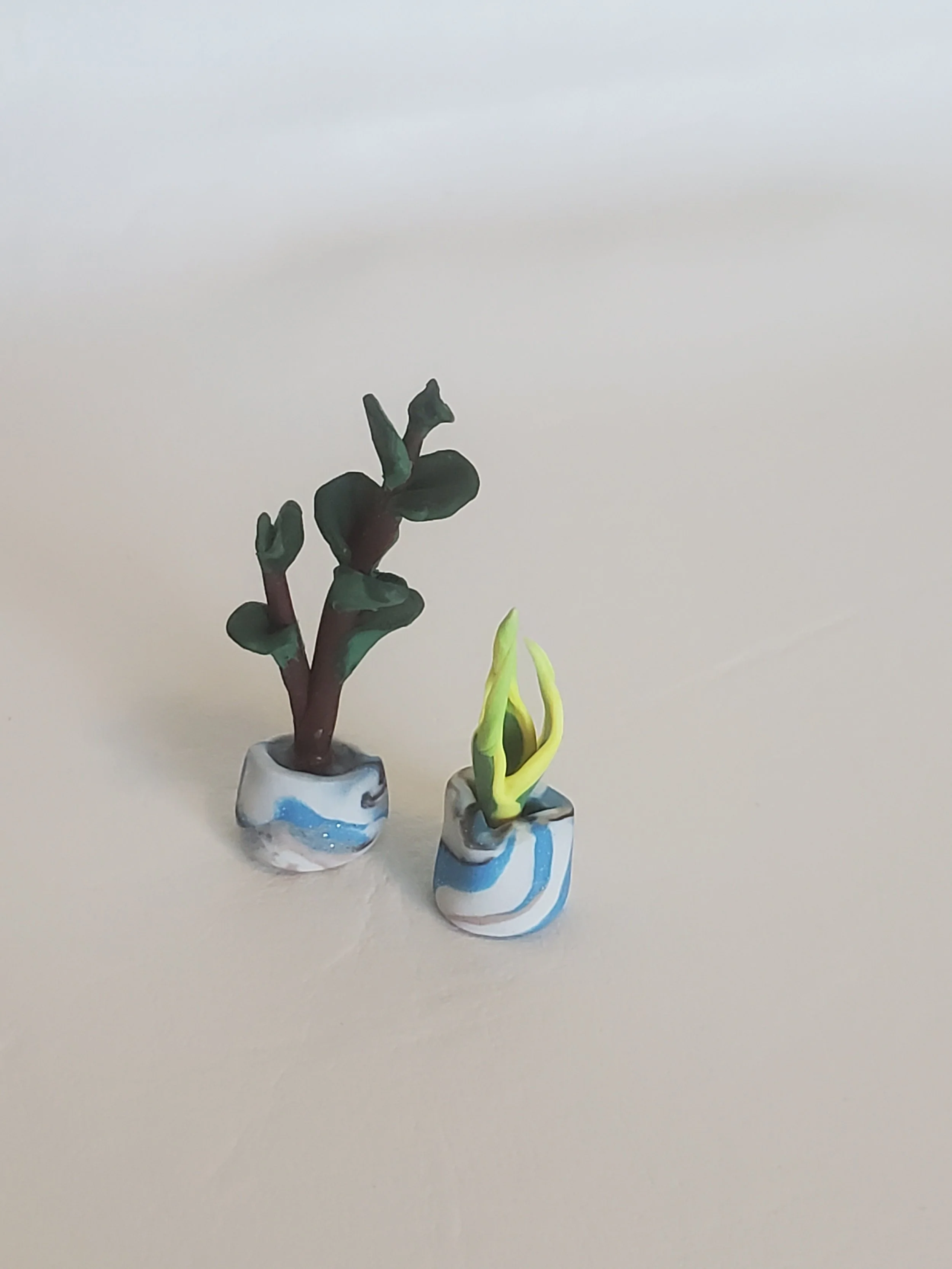 Blue Swirl Miniature Clay Plant Magnets - Set of 2
