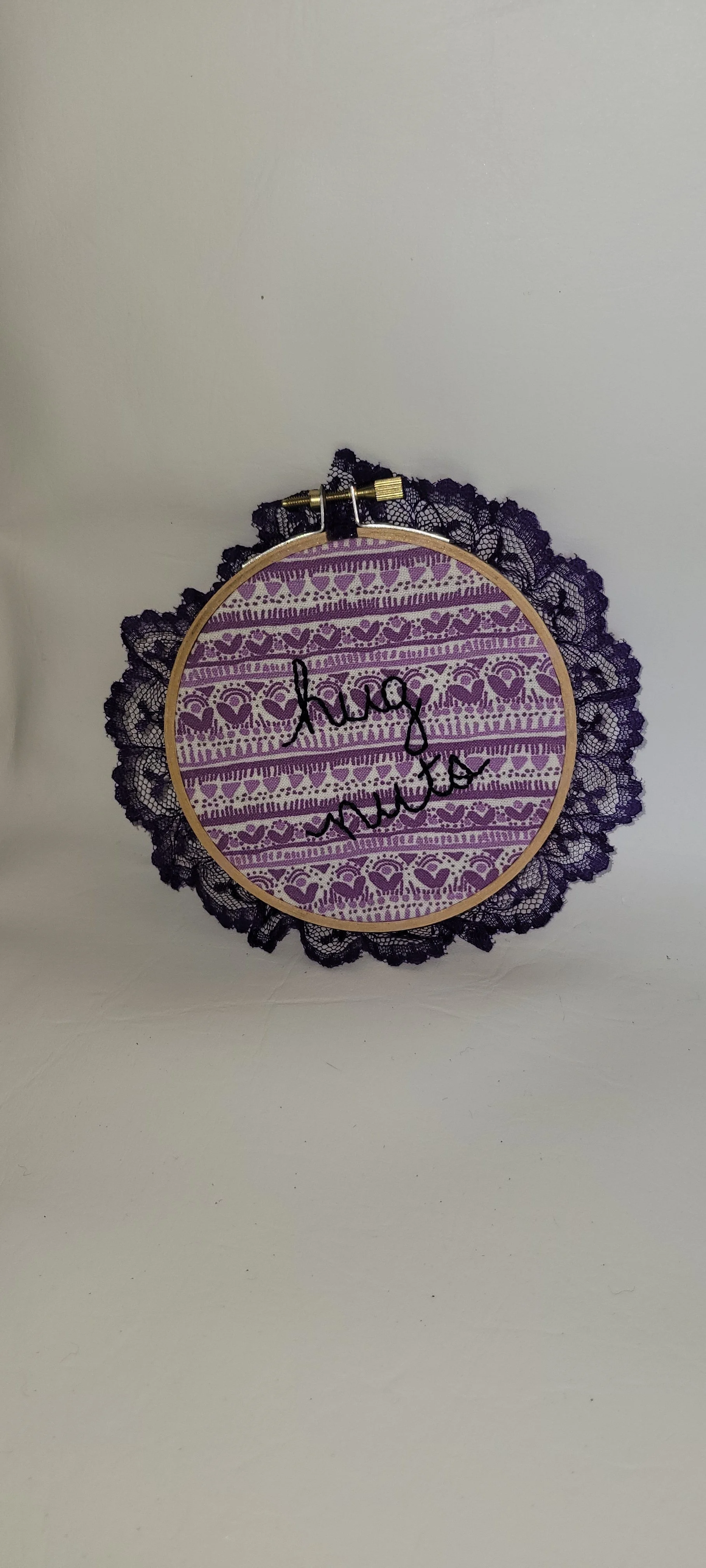 'Hug Nuts' Embroidered Wall Art