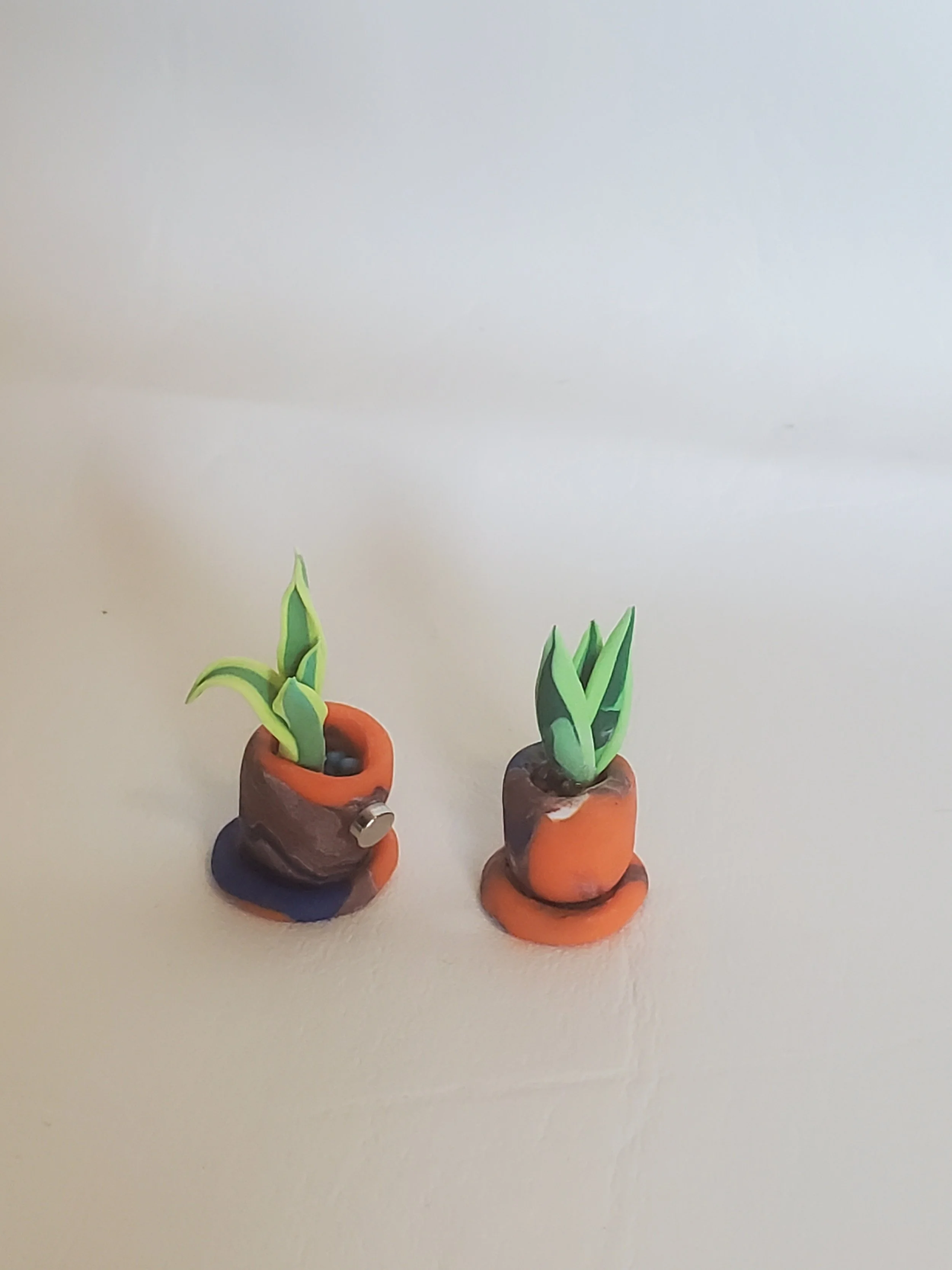 Orange & Blue Miniature Clay Plant Magnets - Set of 2
