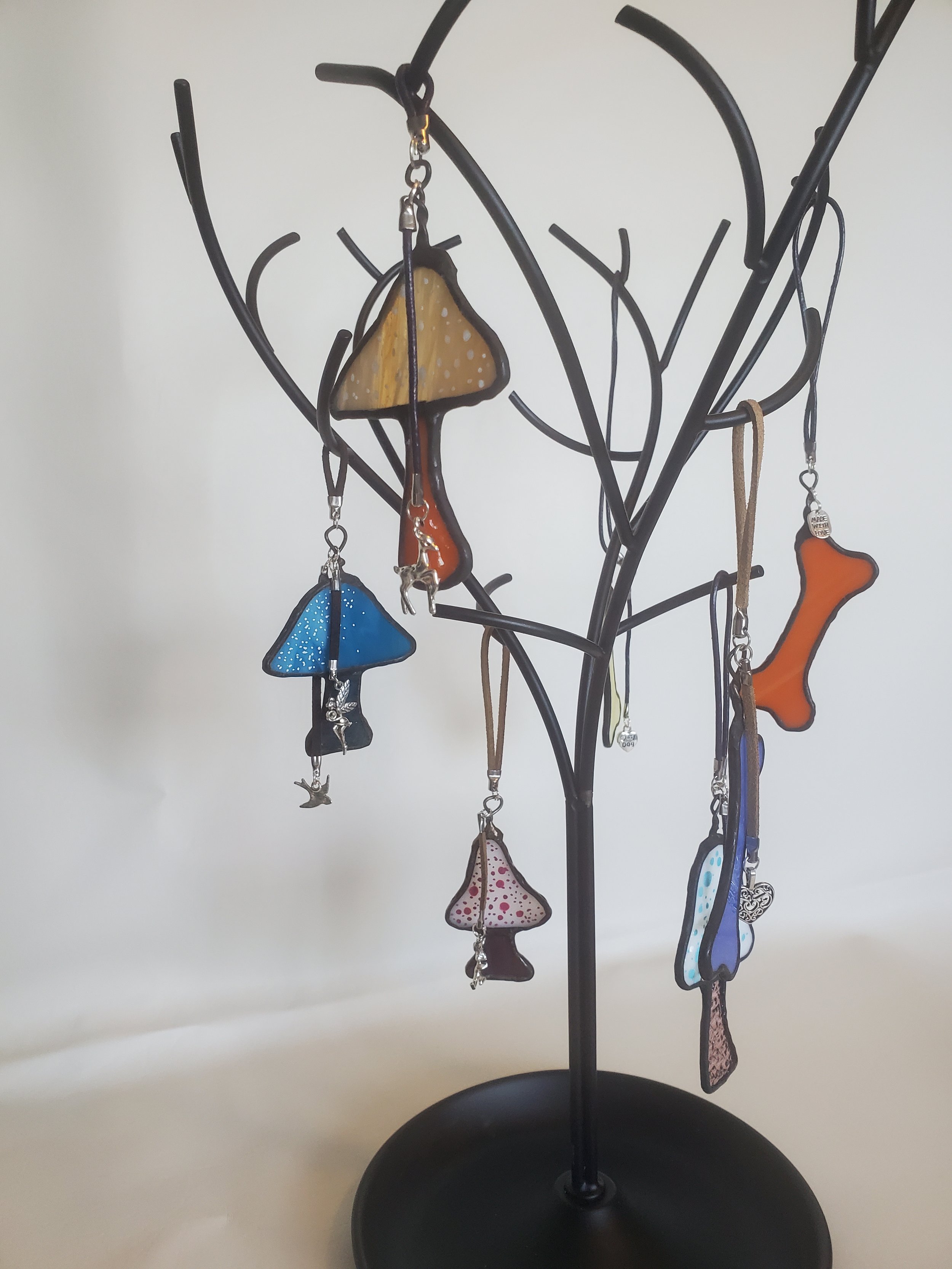 Mushroom Keychain - Stained Glass Ornaments