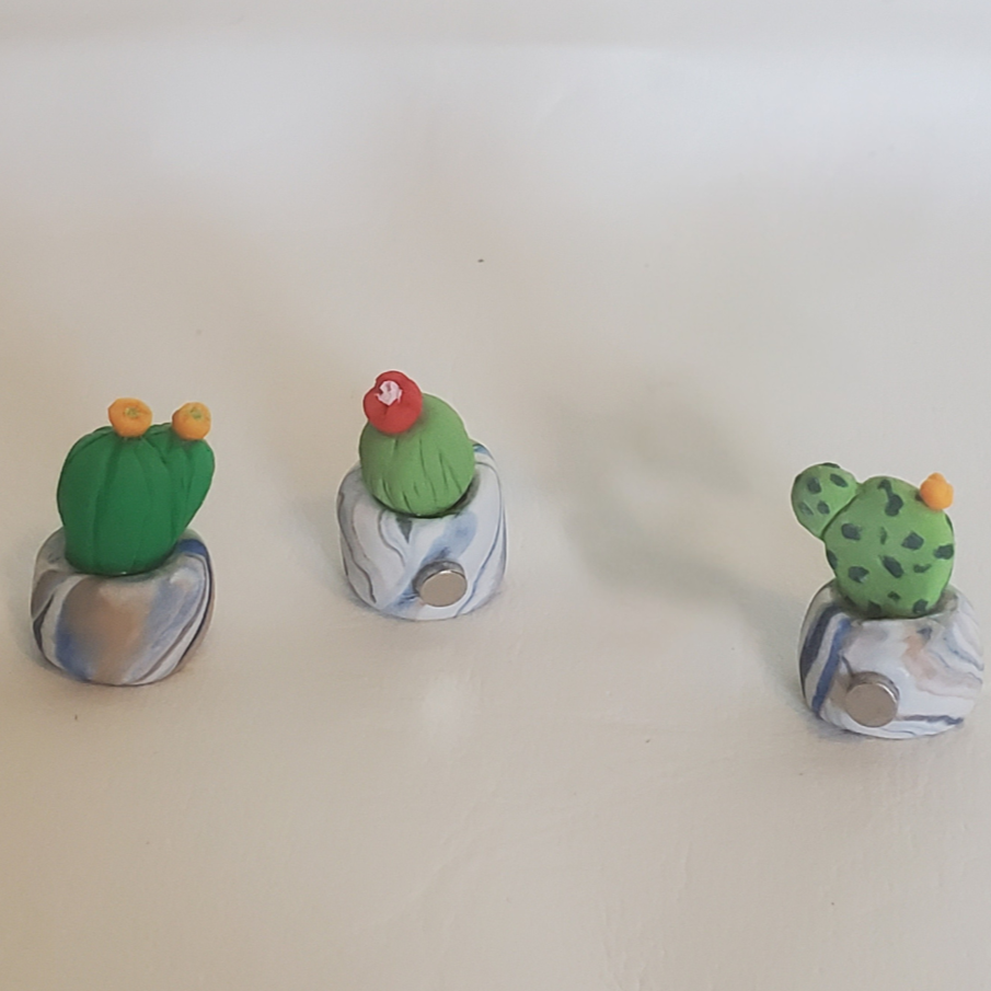 Calm Stone Miniature Clay Plant Magnets - Set of 3