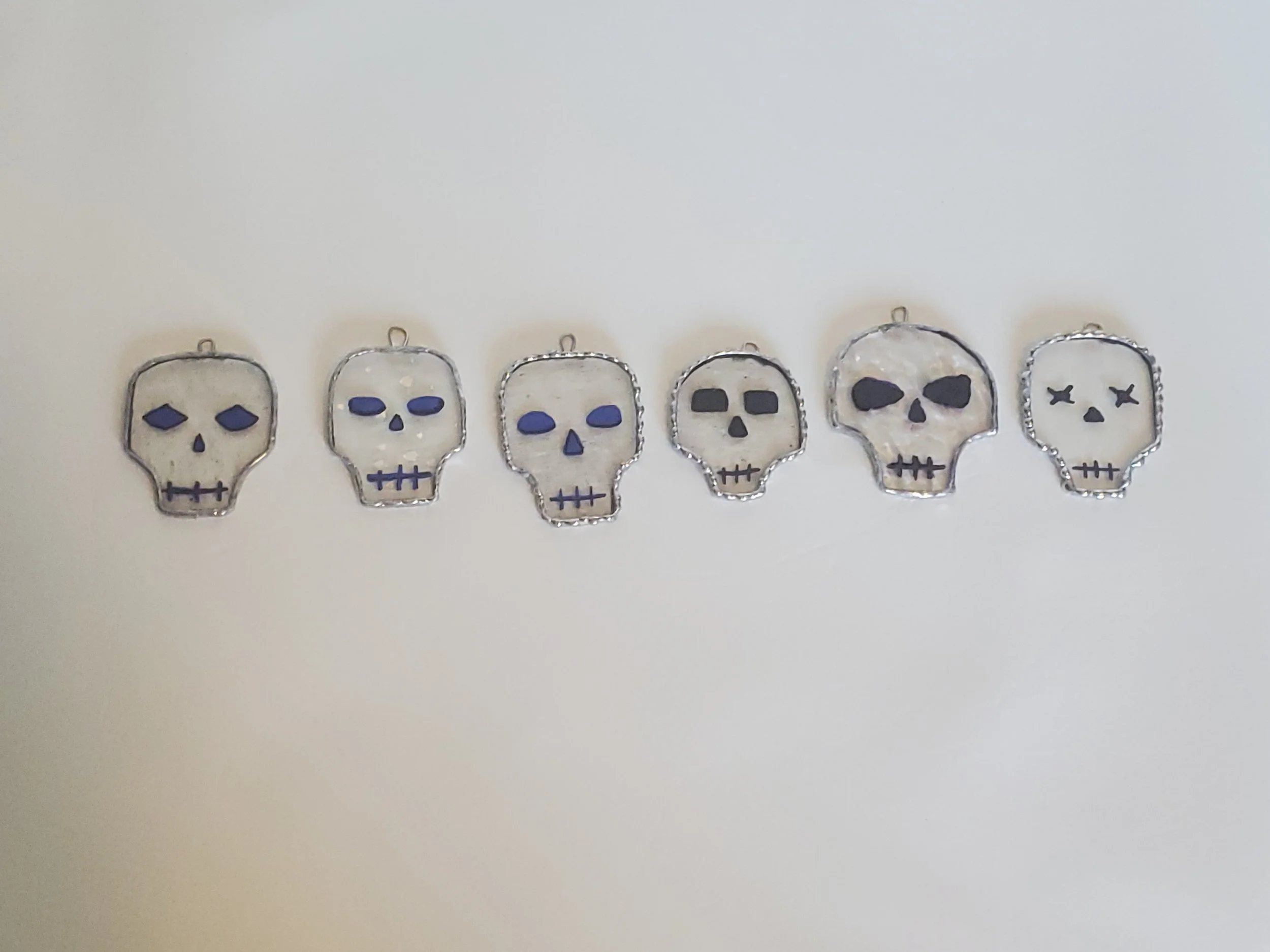 Clear Painted Skull- Small Stained Glass  Decor Ornaments