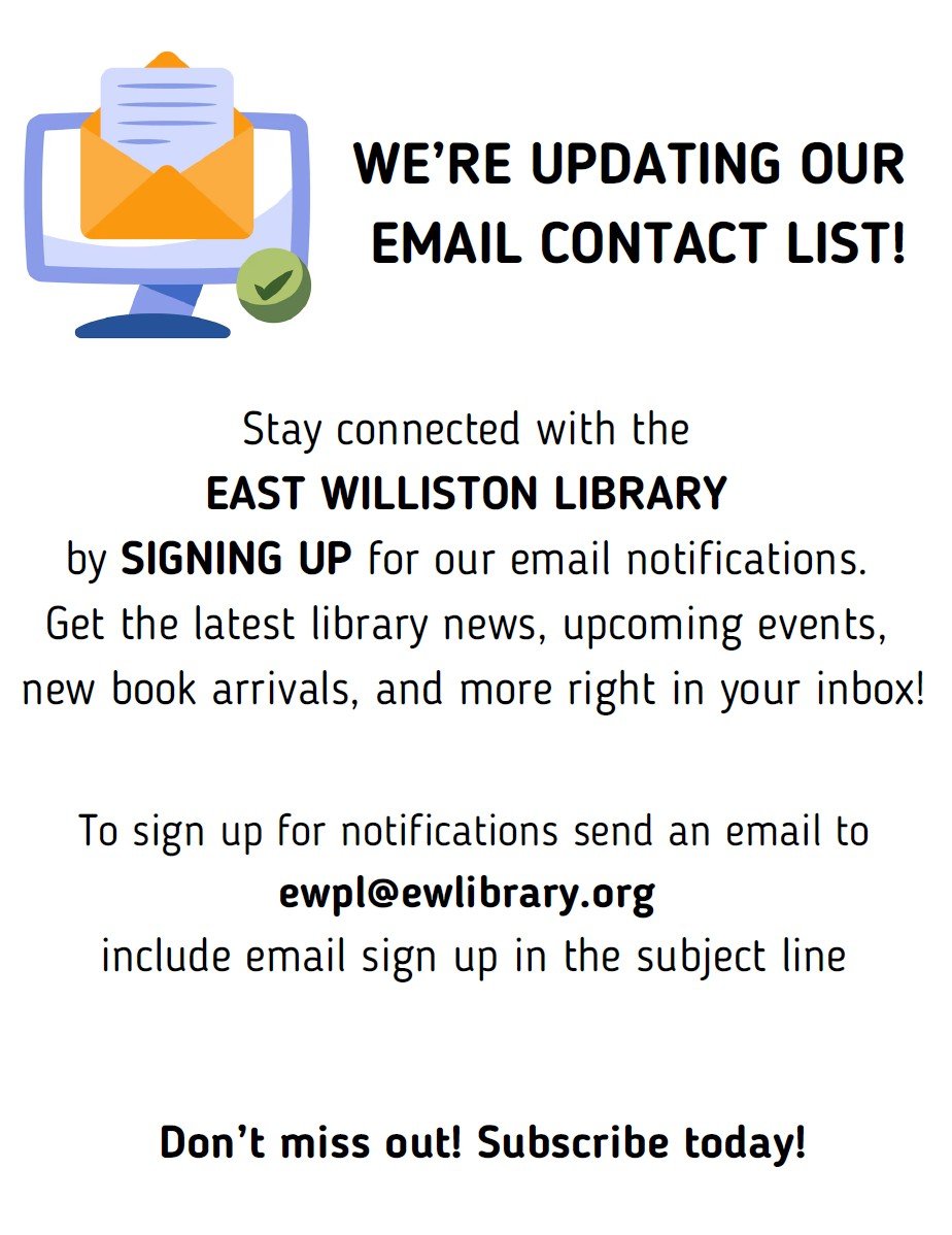 Stay Connected with the East Williston Library! 📩