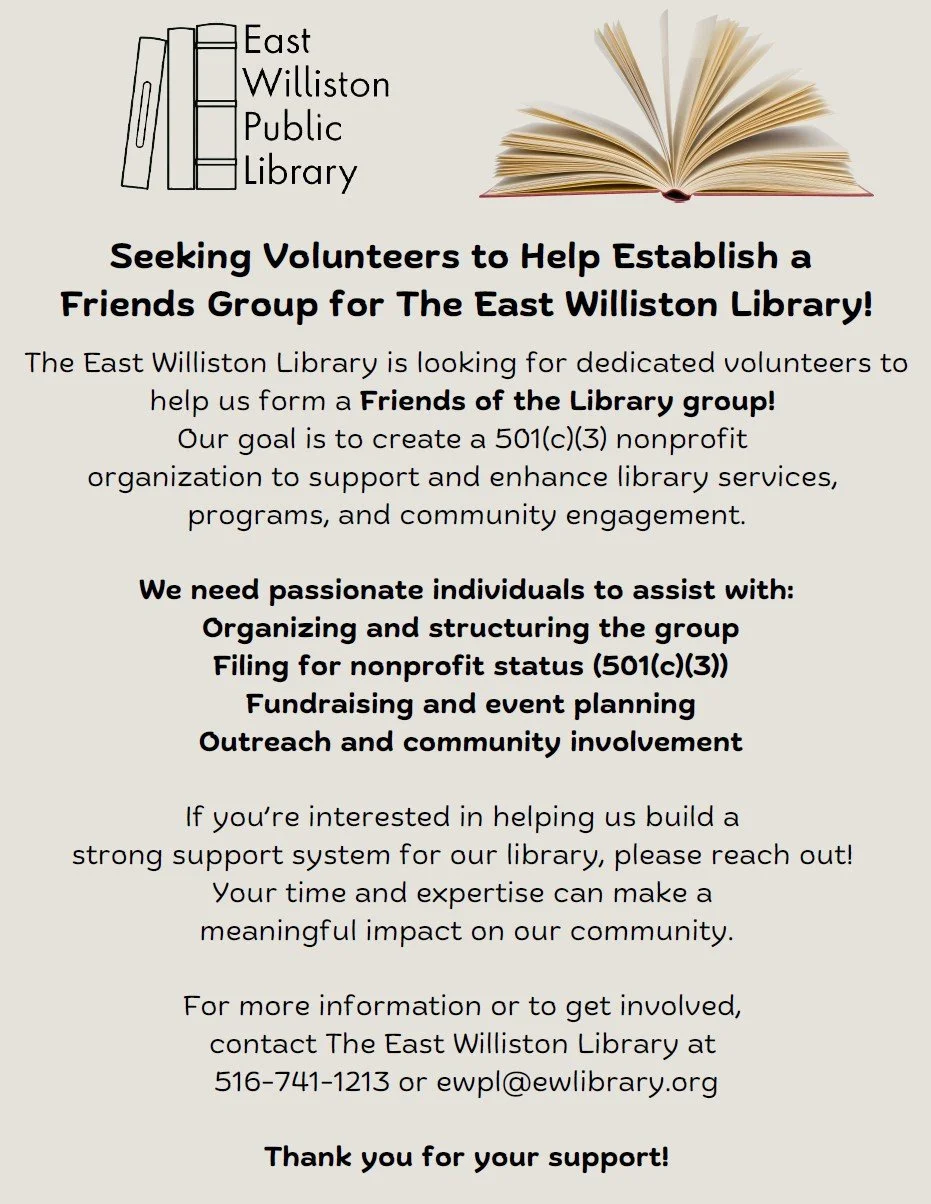 Join the Friends of the East Williston Library! 📚