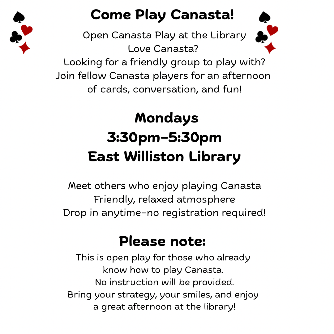 Monday Canasta at the  East Williston Library