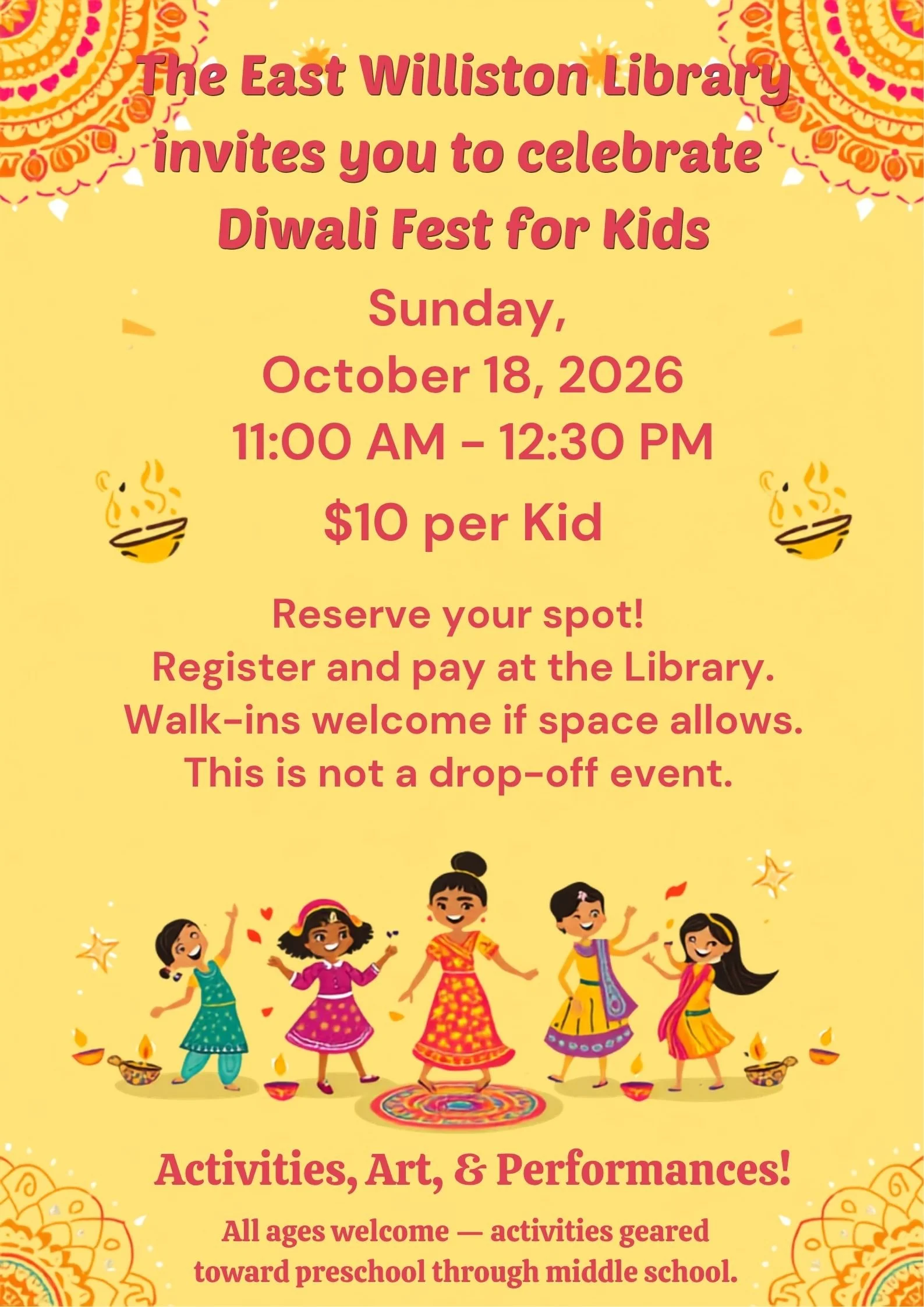 East Williston Library to Host Diwali Fest for Kids