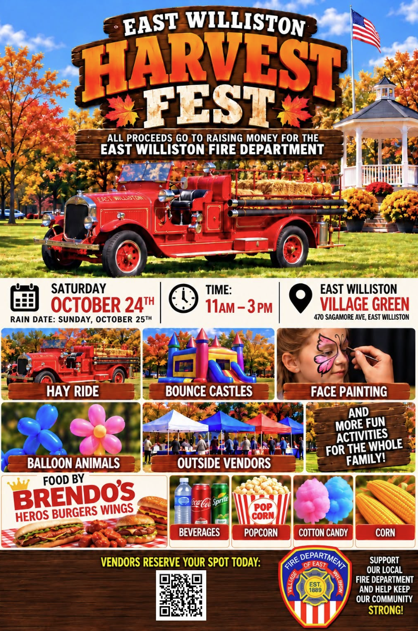 Fall Fun for a Great Cause:       East Williston Harvest Fest to Support Local Fire Department