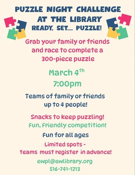 Puzzle Night at the East Williston Public Library