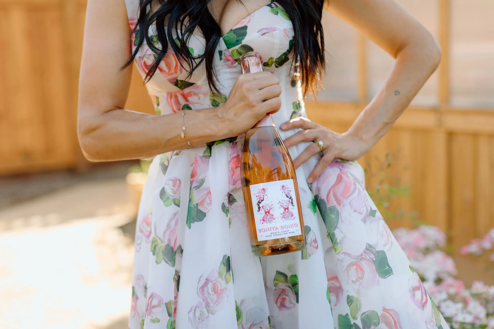 Bottle of sparkling rose wine