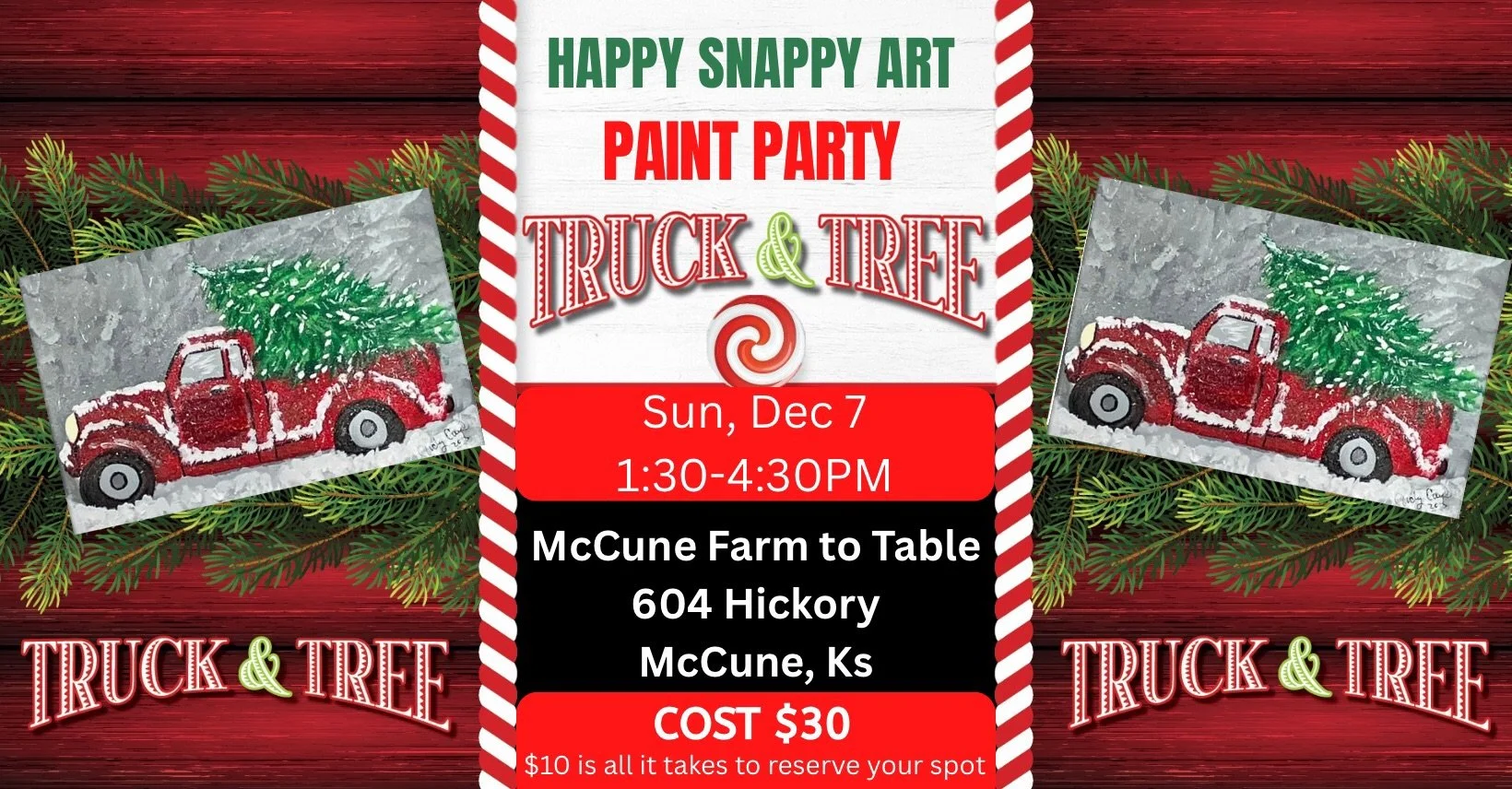 Paint and Sip party at McCune Market December 7 1:30pm 