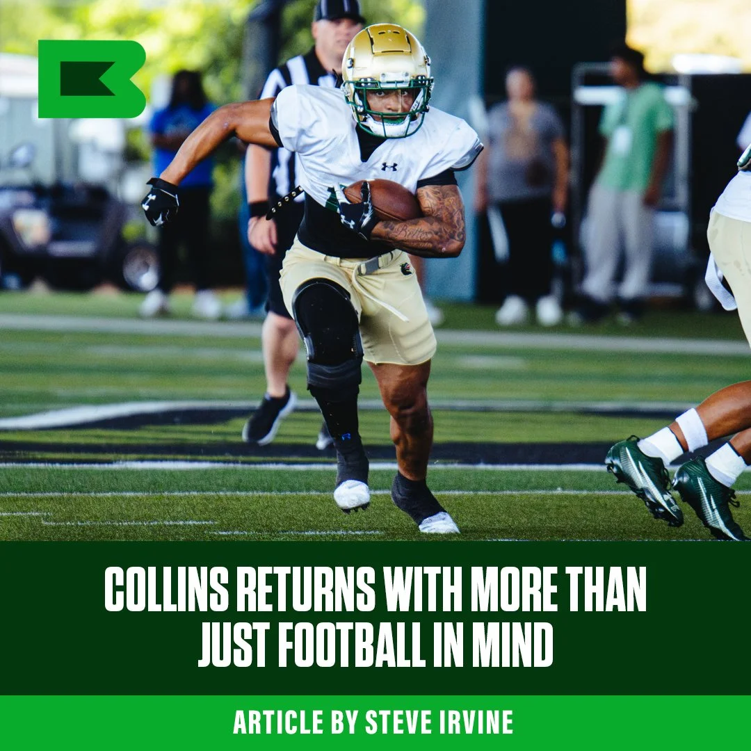 Collins Returns With More Than Just Football in Mind
