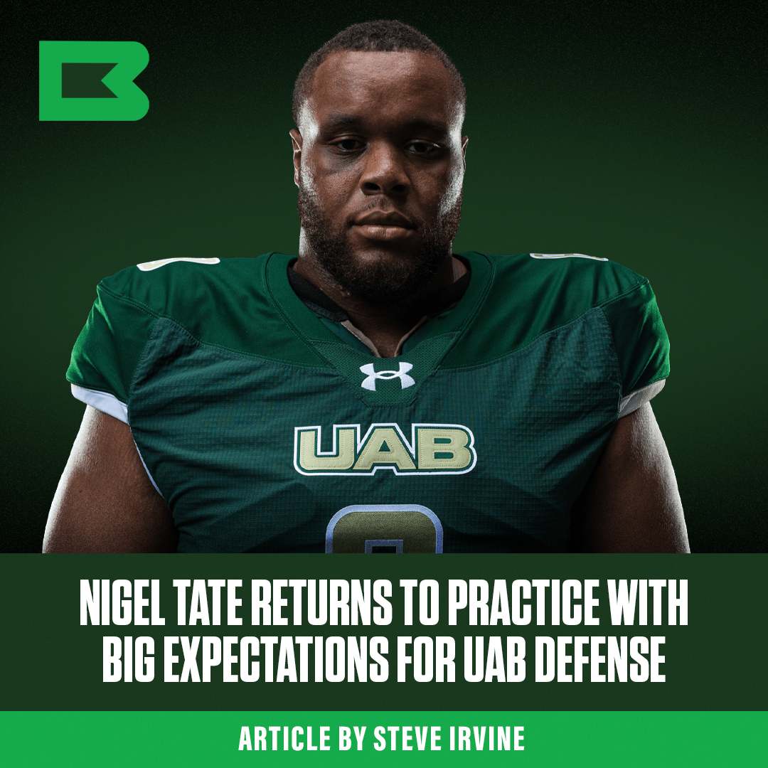 Nigel Tate Returns to Practice With Big Expectations for UAB Defense
