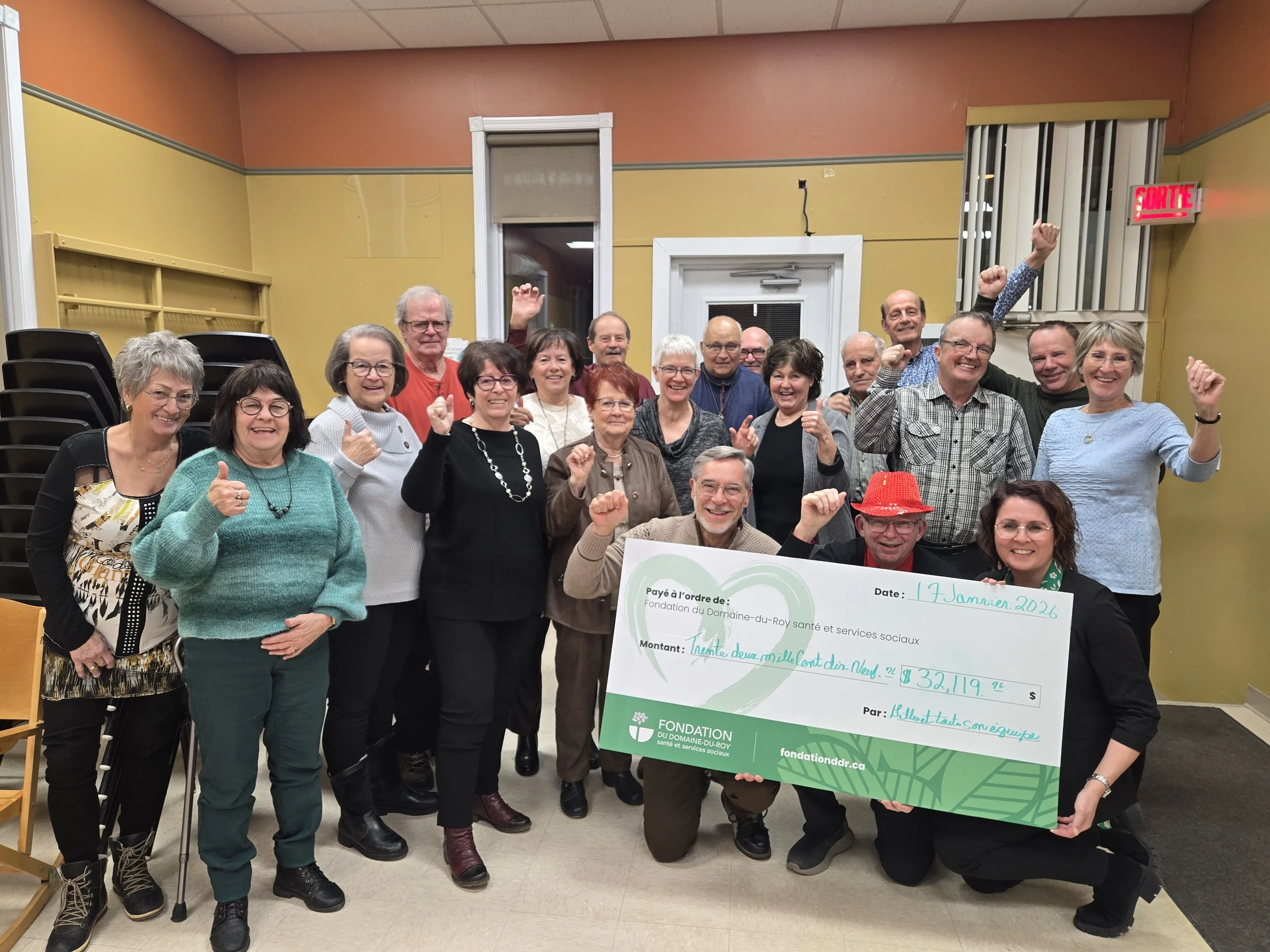 Remise du chèque de 32 119 $ le 17 janvier 2026
