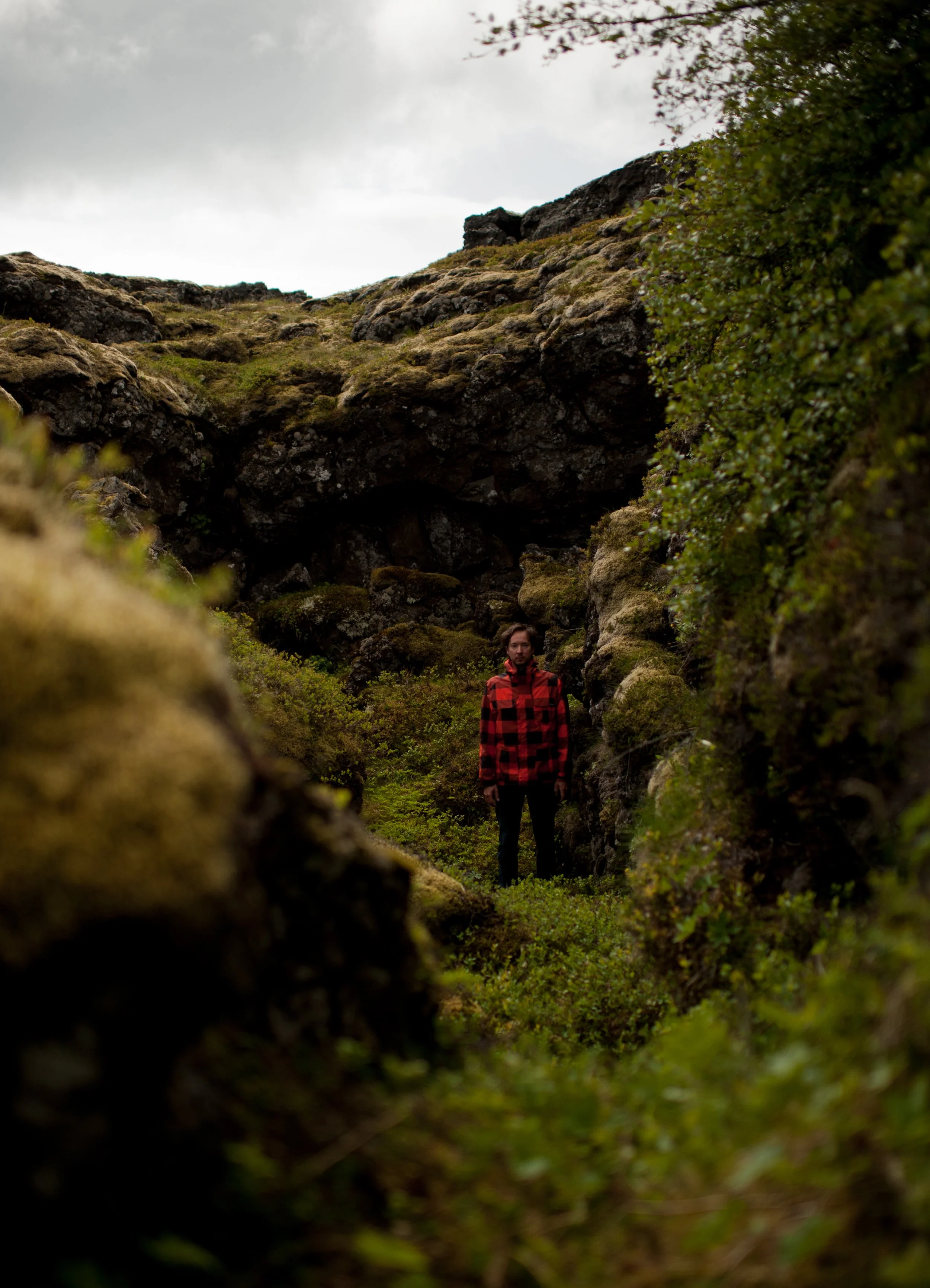 michael heeney self portrait in a lava field in iceland
