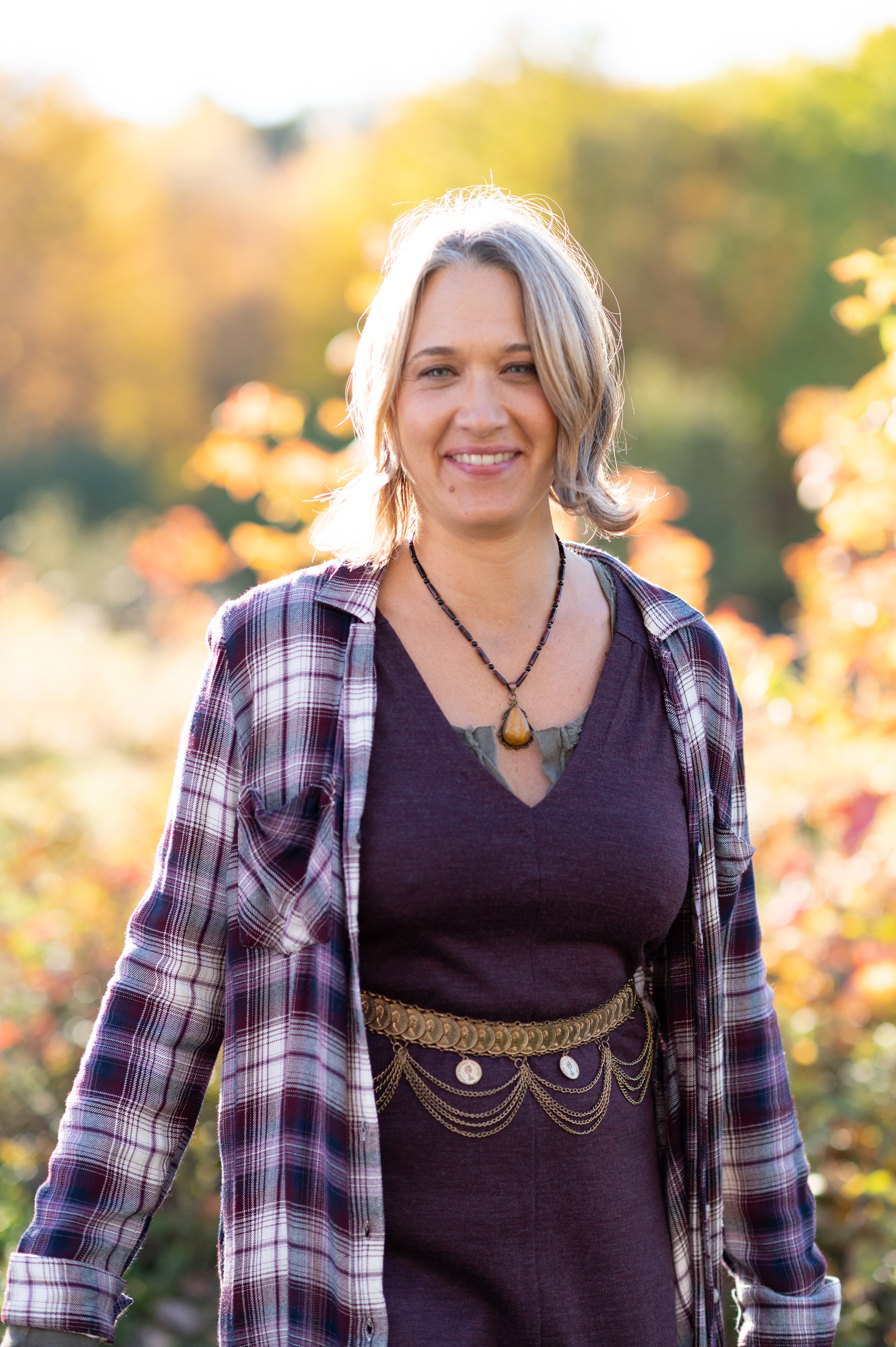 portrait of a woman in Vermont field in autumn
