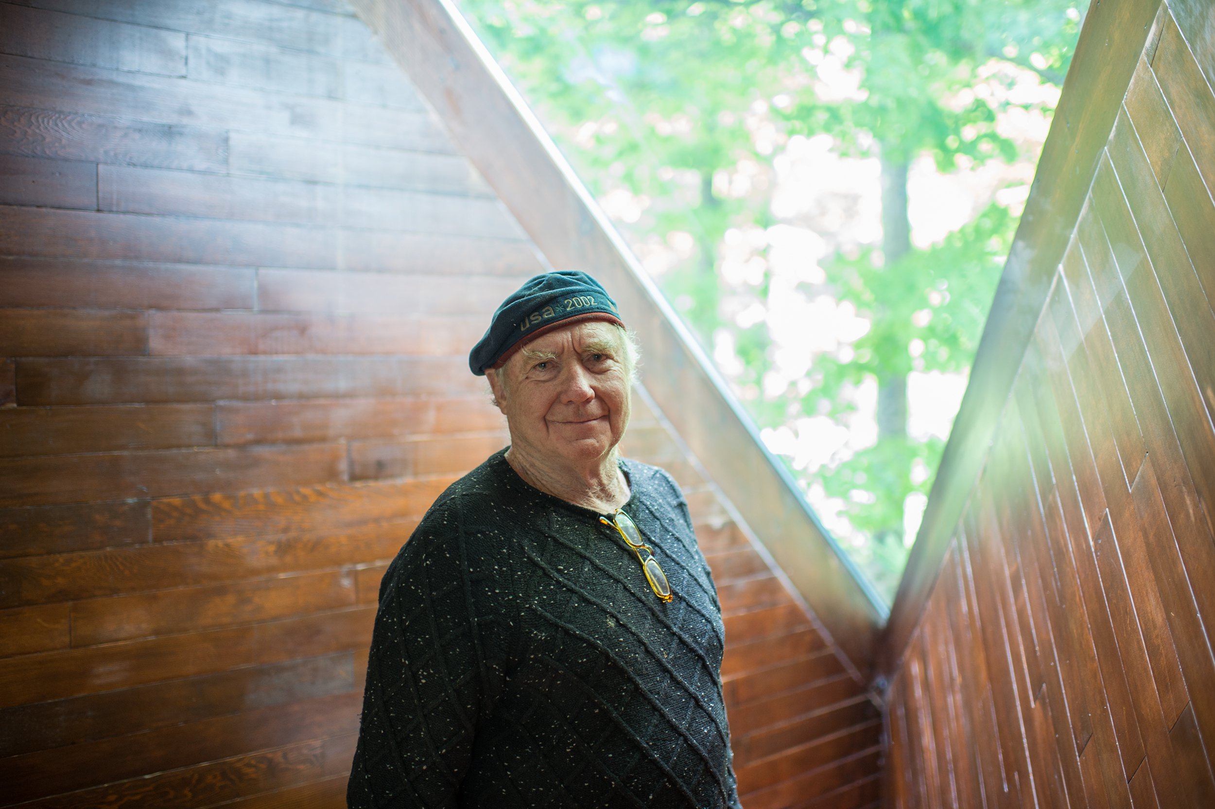 vermont architect david sellers poses for an editorial portrait in one of his eccentric homes