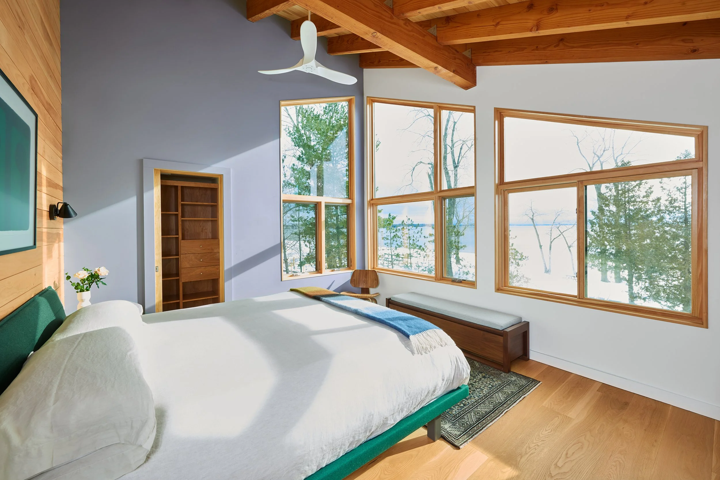 cultivation design studio interior architecture image of a bedroom overlooking lake champlain
