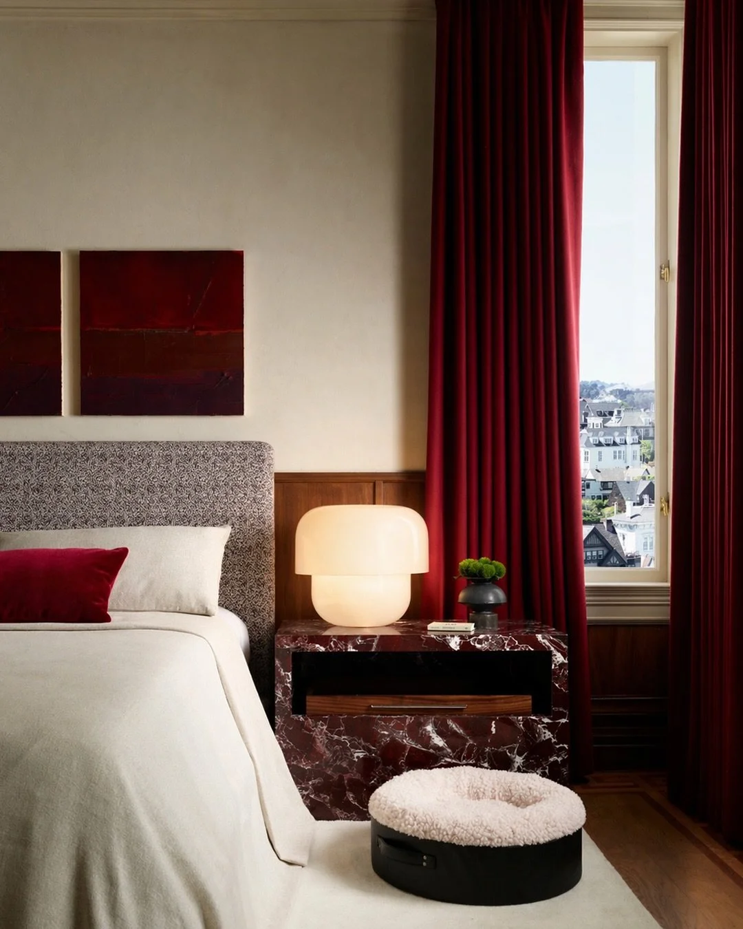 West | Red Bedroom and West | Red Dressing room by @castellanosdesign

The West | Red Bedroom is defined by restraint rather than excess, where warmth is introduced with intention. Muted reds appear as accents rather than declarations, woven into tex