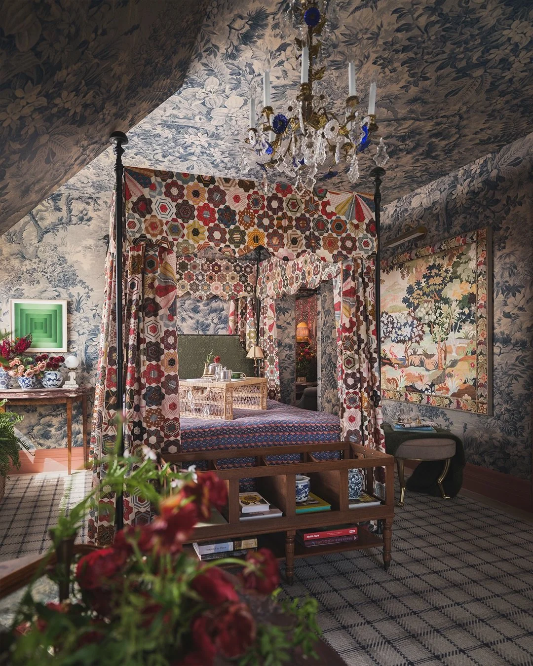 La Chambre Bleue by Kristine Renee and Deborah Costa of @lesjeannerenee

Floating high on the third floor with sweeping views of the San Francisco Bay, this bedroom and adjoining deck are imagined as a Parisian boutique hotel retreat, part hideaway, 