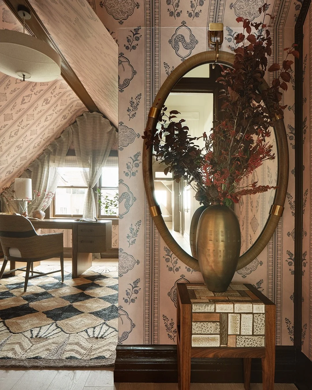 Study Abroad by Briana Tunison and Matt Bissinger of @makerandmoss

Briana and Matt imagined this space as the private quarters of a 19th-century traveler whose life kept them in motion across continents. Translating tent architecture into permanent 