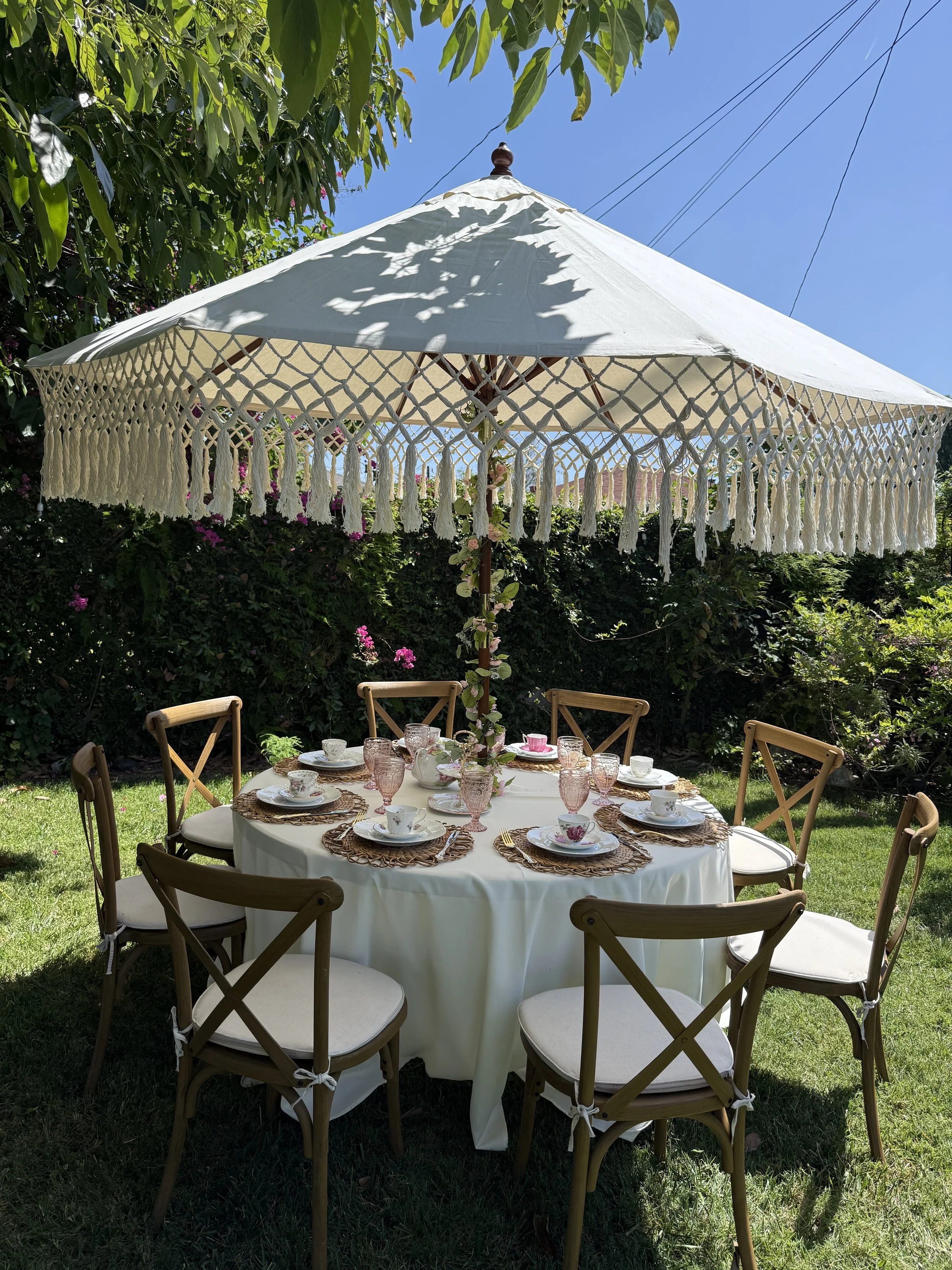 Tea Party Boho Umbrella Table Set Rental | Tea Party Rentals