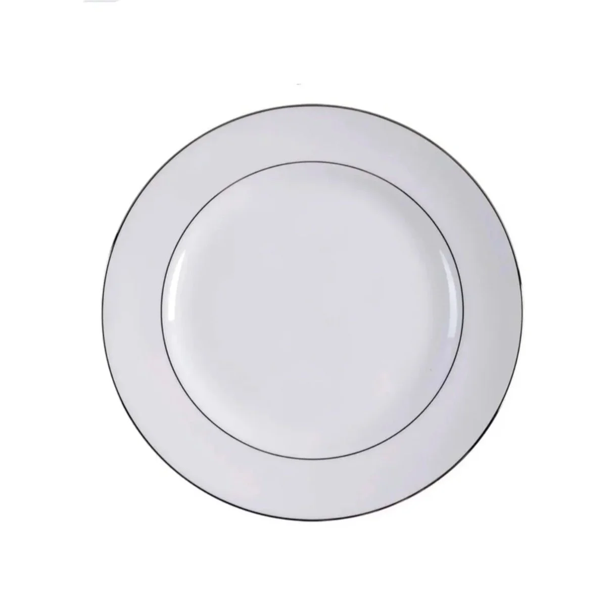 White Lenox Dinner Plate with Platinum Trim Rental