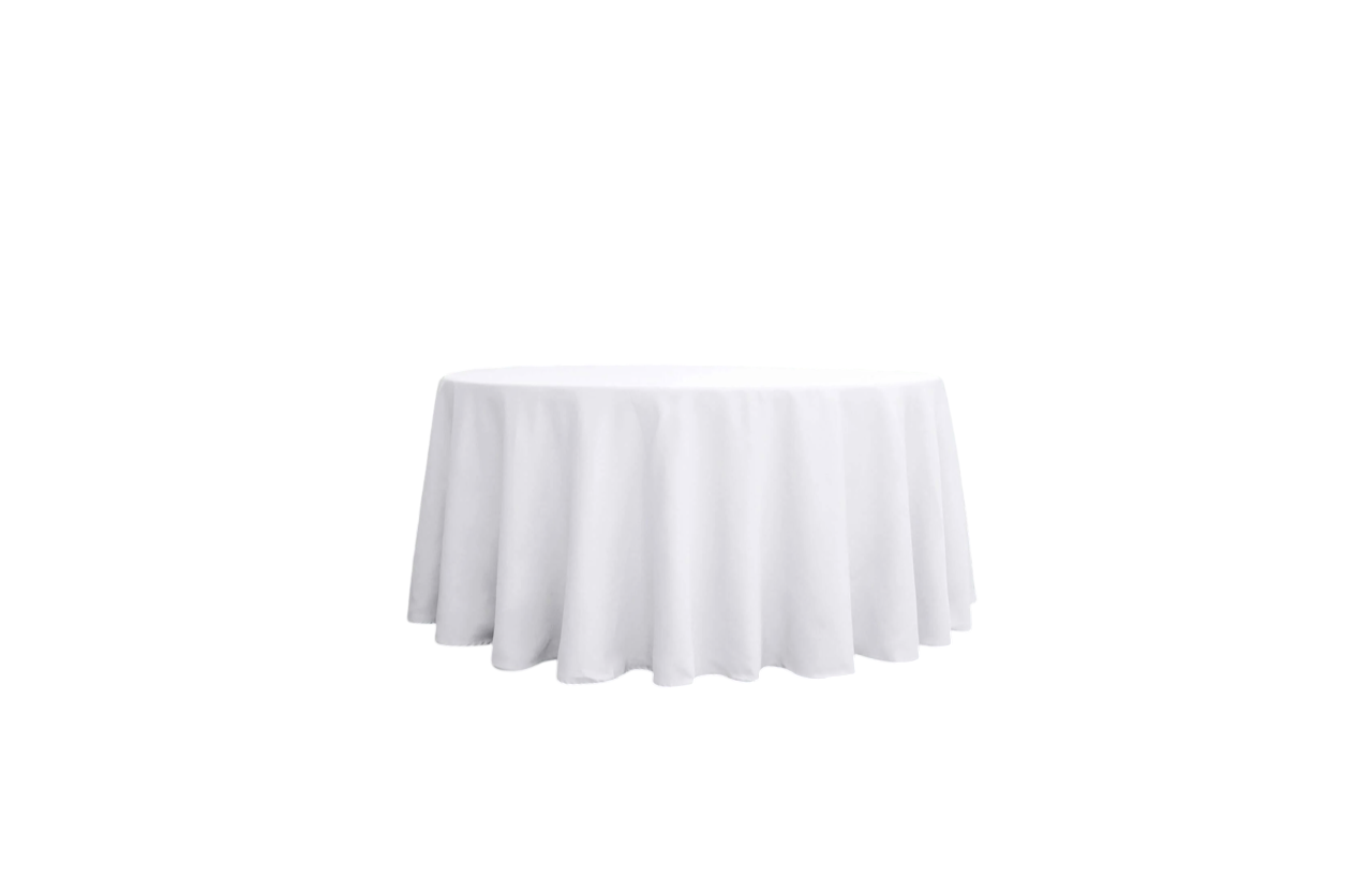 White Round Tablecloth 120" Rental