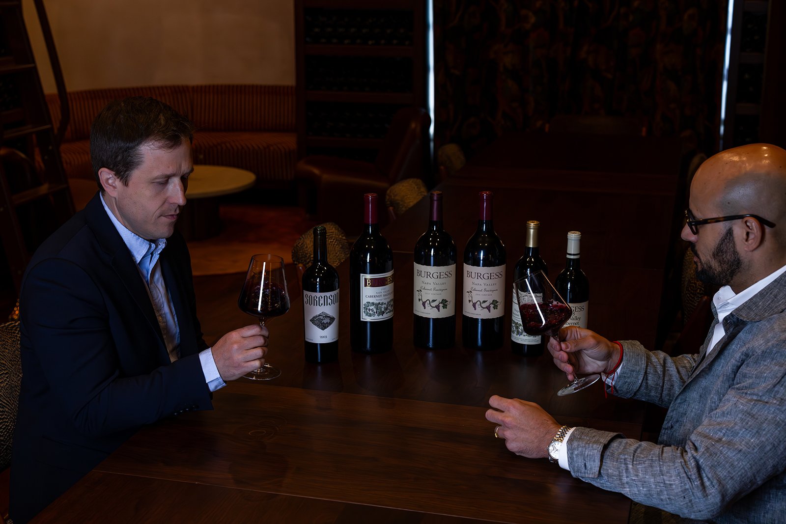 Winemaker Reid Griggs and Carlton McCoy Jr., MS at a Burgess Tasting