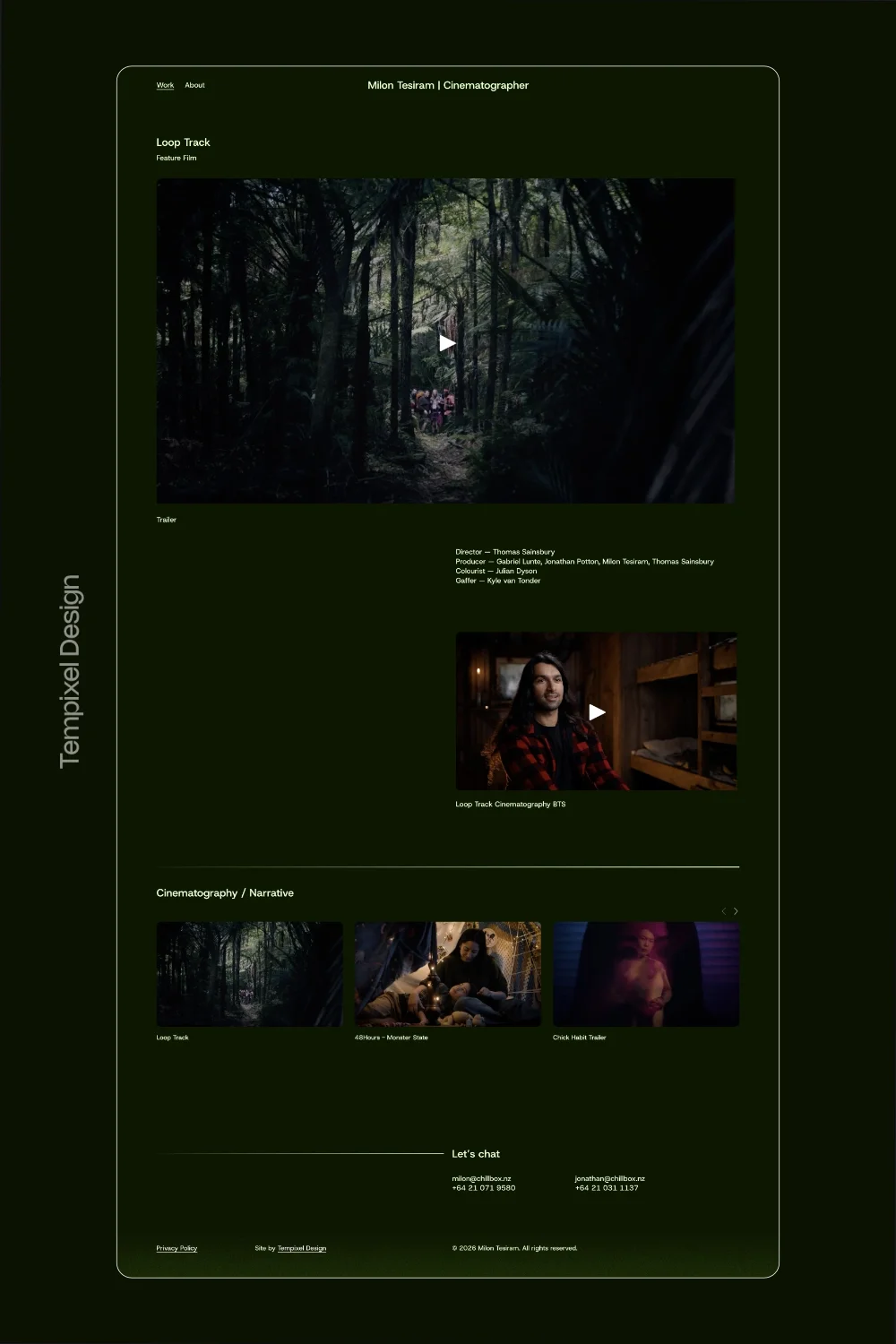 Loop Track feature film project page on Milon Tesiram’s site with trailer, film credits and behind-the-scenes video