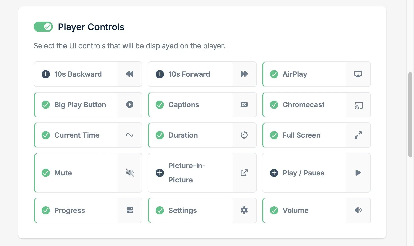 25 Bunny Stream UI controls options
