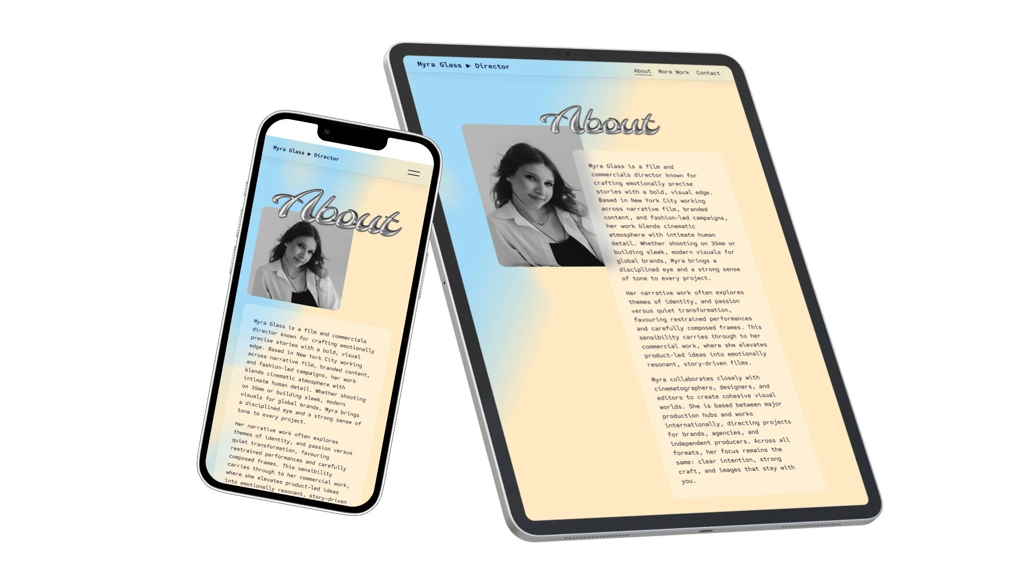 An about page shown on an iPhone13 and iPad