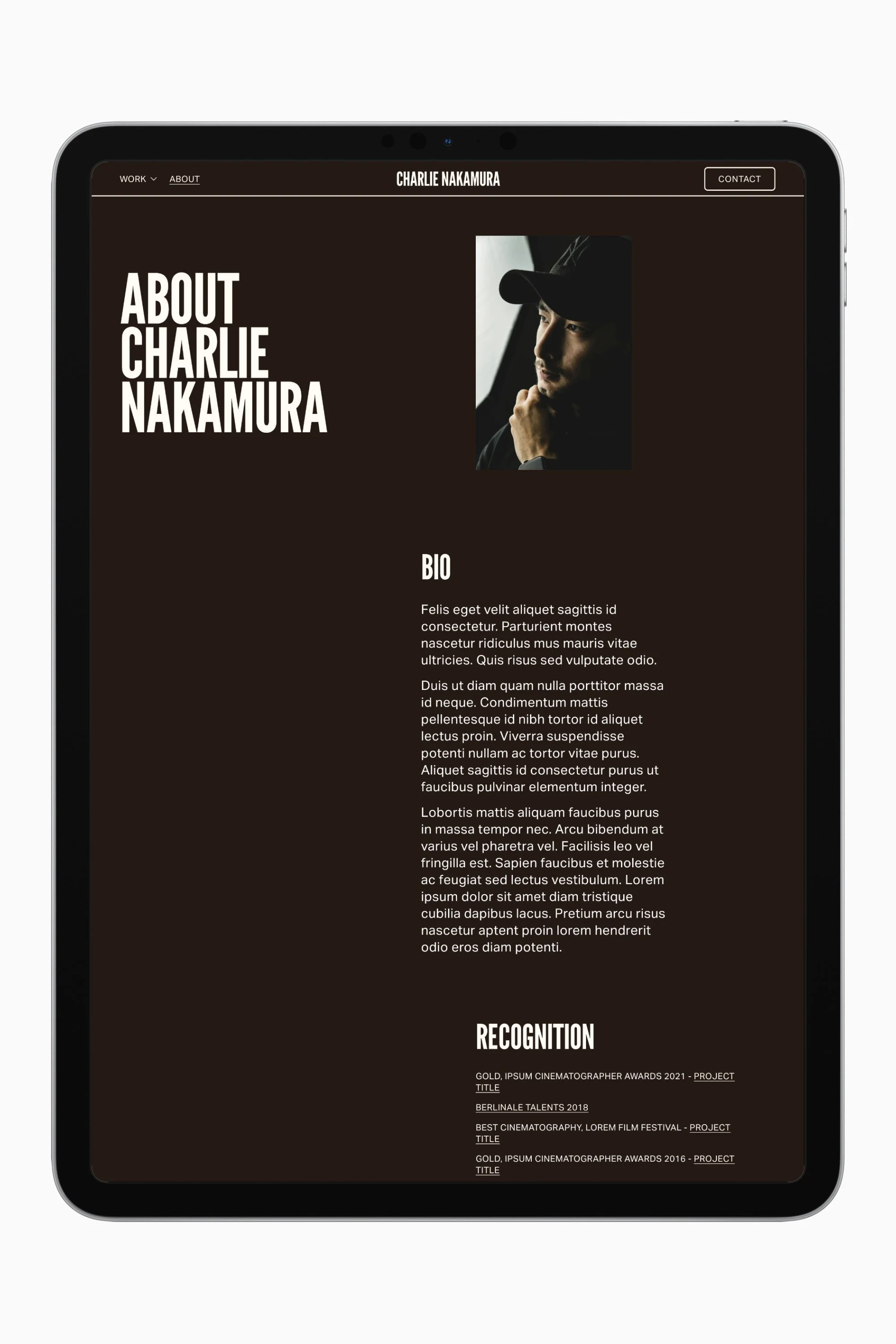 Template About page with dummy text.